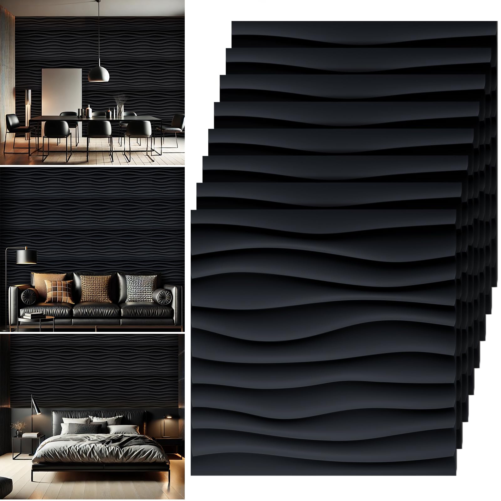 Panneau mural 3D Chunful dans le salon ou la chambre - Ambiance vagues design en PVC