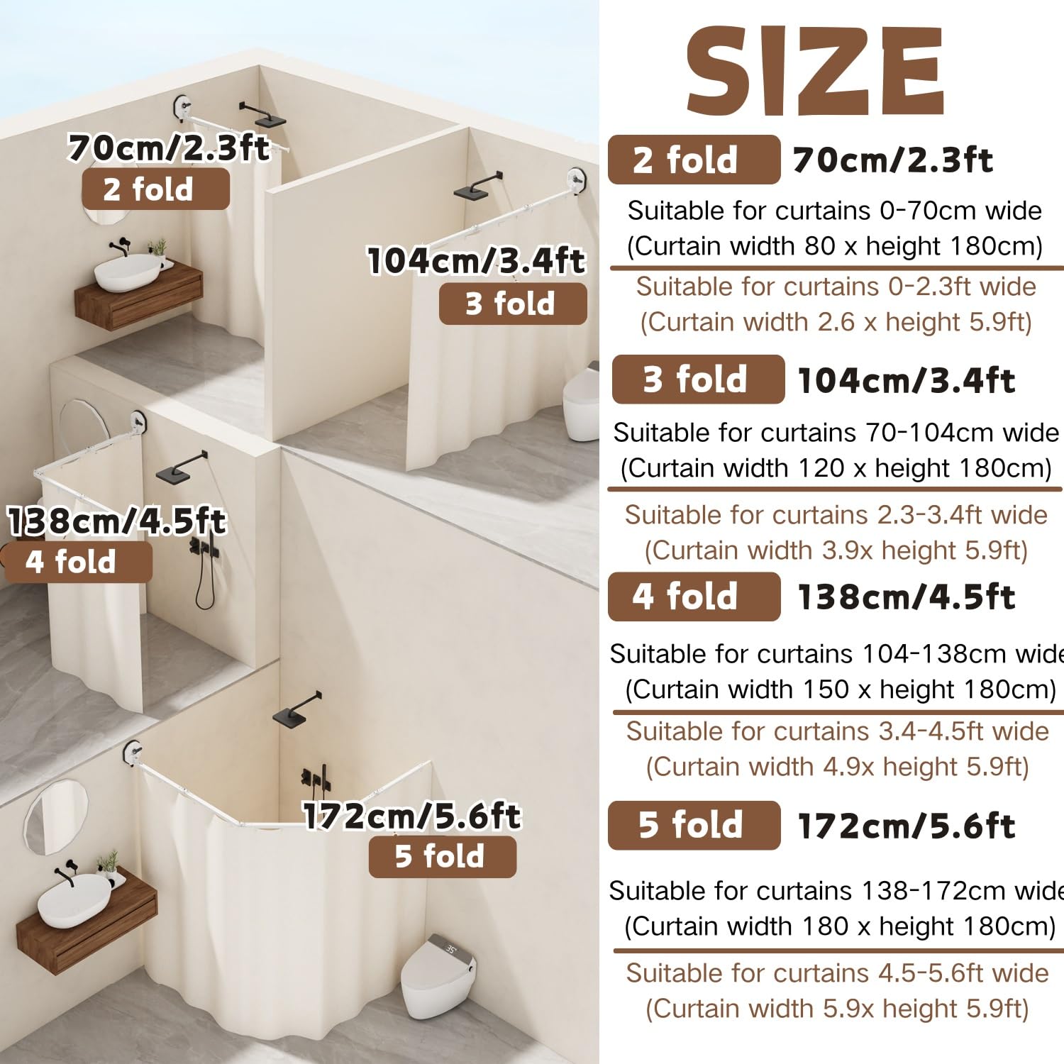 Tringle À Rideau De Douche Pliable, Barre De Douche Extensible, sans Perçage, Tringle Douche Angle Reglable Salle De Bain, Baignoire, Magasin De Vêtements, Vestiaires(70cm)