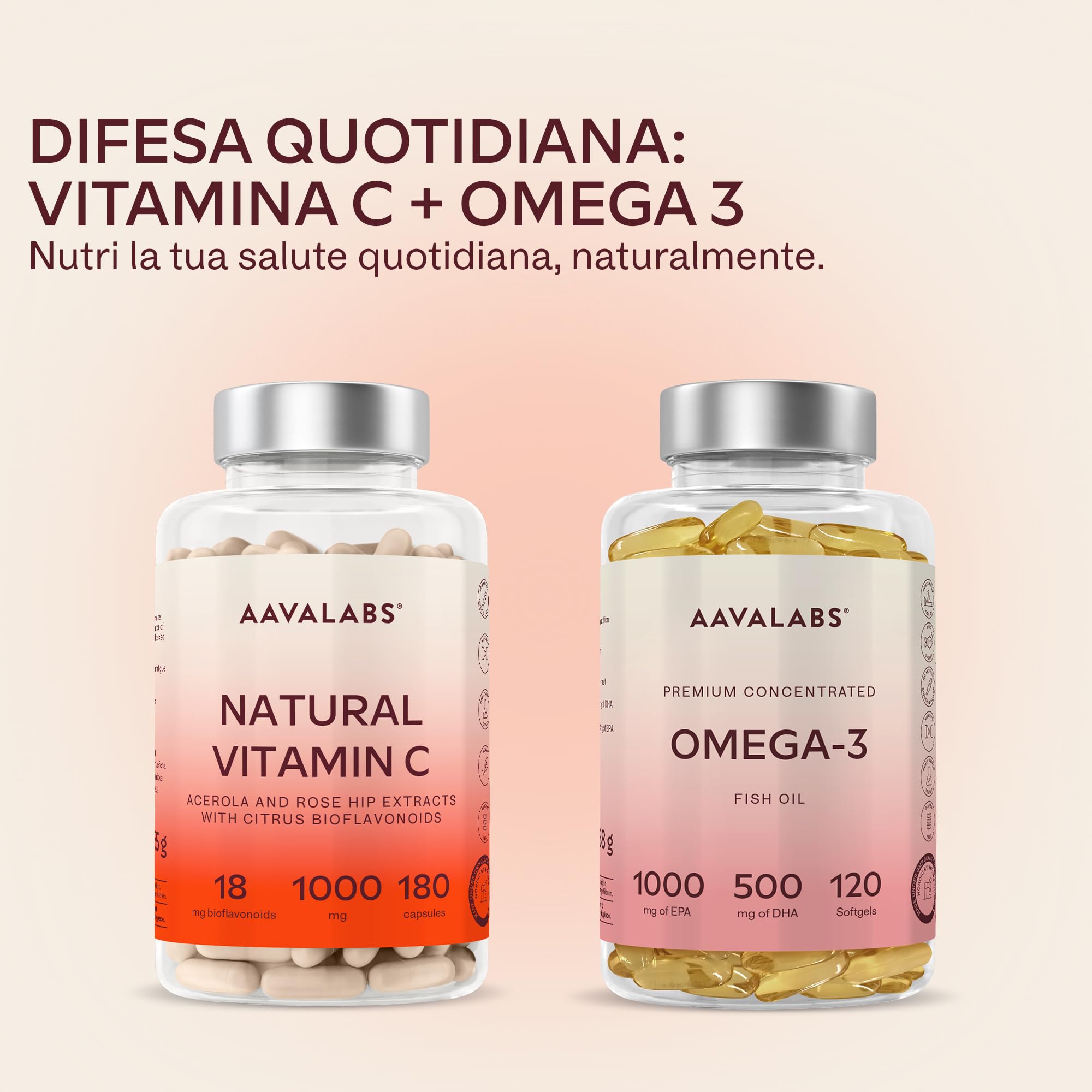 Vitamina C 1000mg Vegan - Integratore Vitamina C Naturale Alto Assorbimento con Bioflavonoidi, Rosa Canina, Acerola - 1000 Vitamina C Pura per dose - Vitamin C Difese Immunitarie 180 Capsule