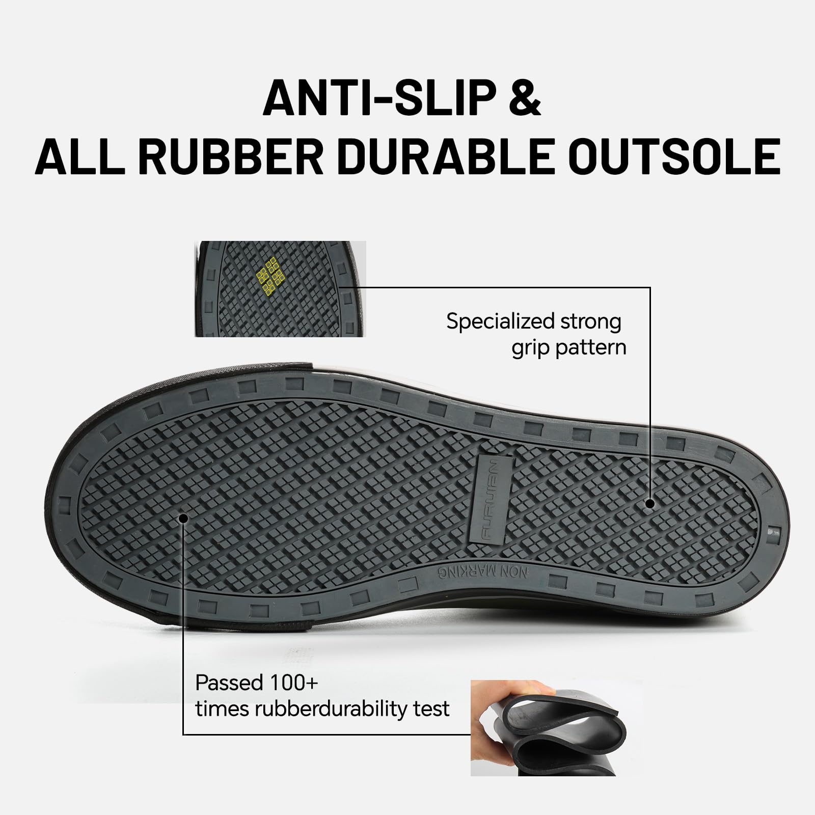 Furuian Stivali da pioggia da uomo con punta in acciaio, stivali da lavoro in gomma, impermeabili, stivali antinfortunistici alla caviglia/corti, antiscivolo, scarpe da pioggia Chelsea per attività