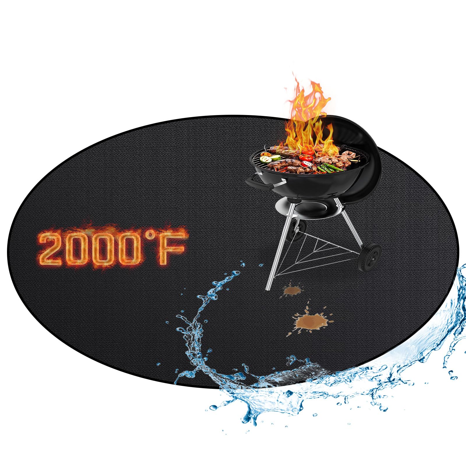 RICHIE 38" Round Fire Pit Mat, Double-Sided Fireproof Under Grill Mat, Deck Patio Protector Pad for Solo Stove Bonfire & Outdoor Fireplace