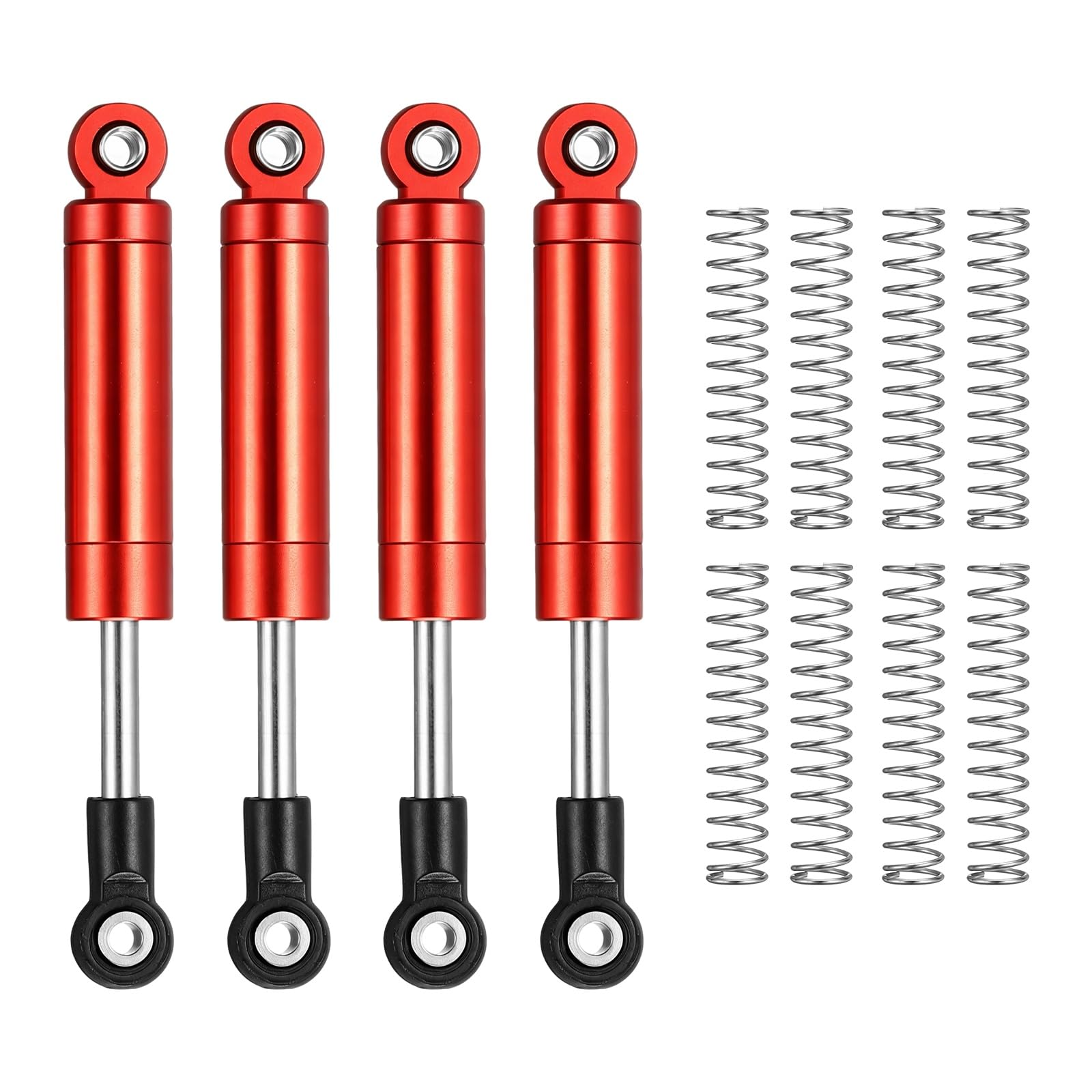 Rebower RC Shock Absorber (with Internal Spring Spare Springs), [for 1/10 RC Crawler ] - 66-81mm / Red / 4 Pcs