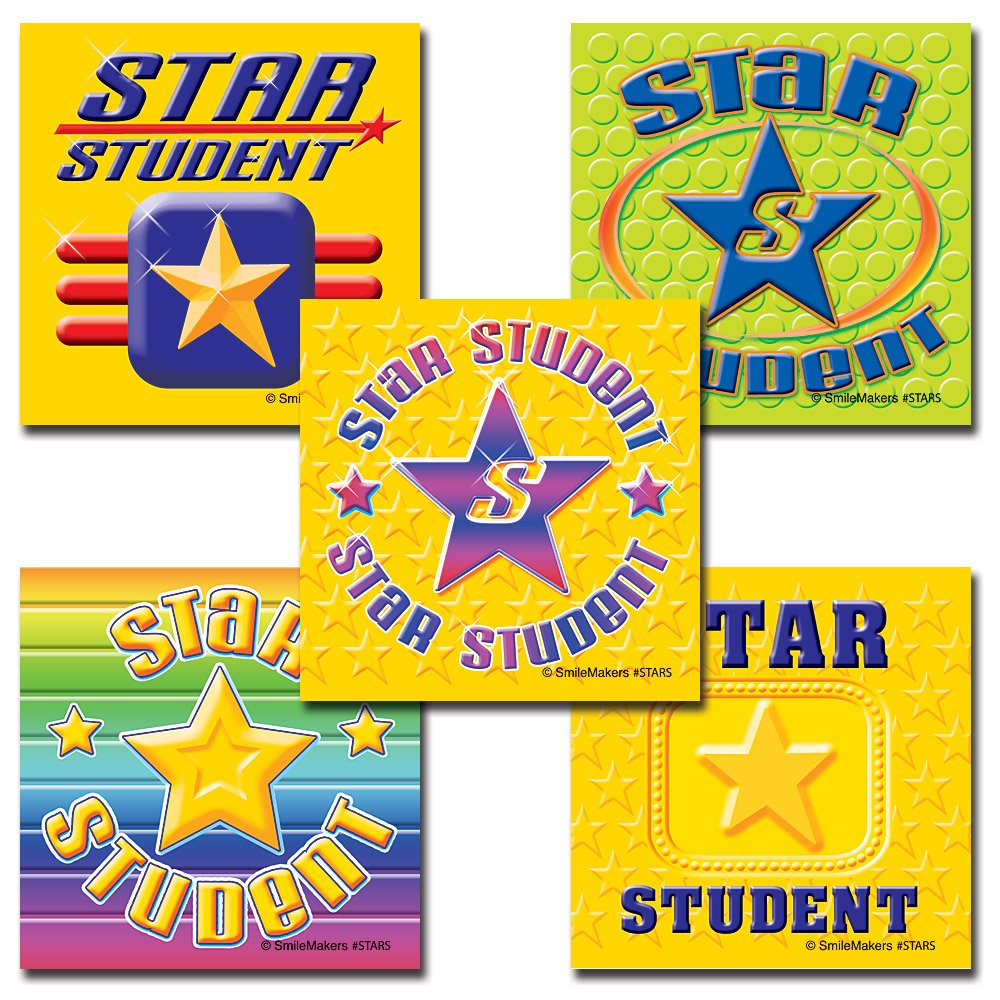 Amazon.com: SmileMakers Assorted Star Student Stickers - 100 Per Pack ...