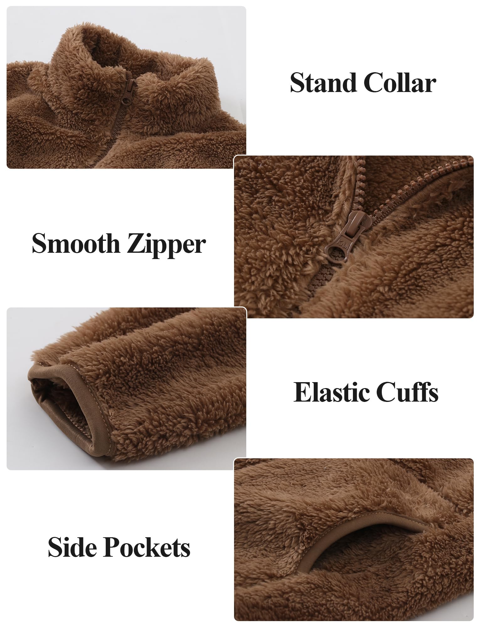 Happy Cherry Chaquetas de forro polar para niñas con cremallera completa, para ocio, chaqueta de forro polar de punto, unisex, cálida, chaqueta de entretiempo para deportes de invierno, senderismo