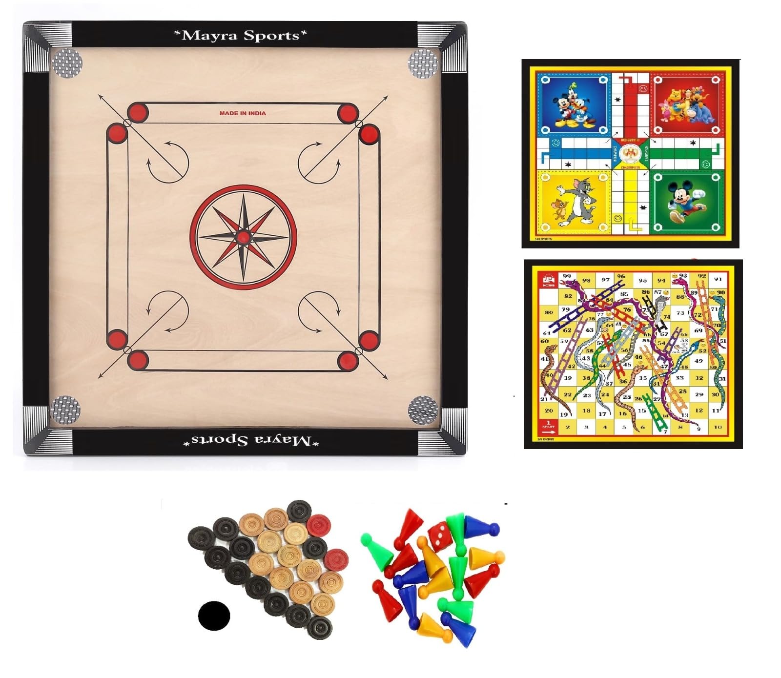 MSI Primium Wooden Carrom Board Full Size 32 * 32 inch, Ply Extra Smooth with All Accessories (Carrom with Ludo Snake) (B0CPDXDHVY) Amazon Price History, Amazon Price Tracker