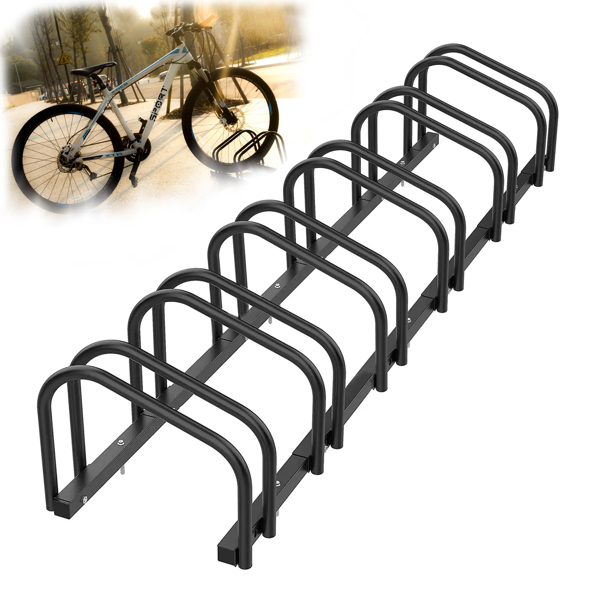 Bike Rack Bicycle Ground Parking Stand,Cycling Floor Adjustable Show Storage Stand Bike Wall-Mounted Garage for Indoor Outdoor and Public Streel Area (6 Bike Racks)