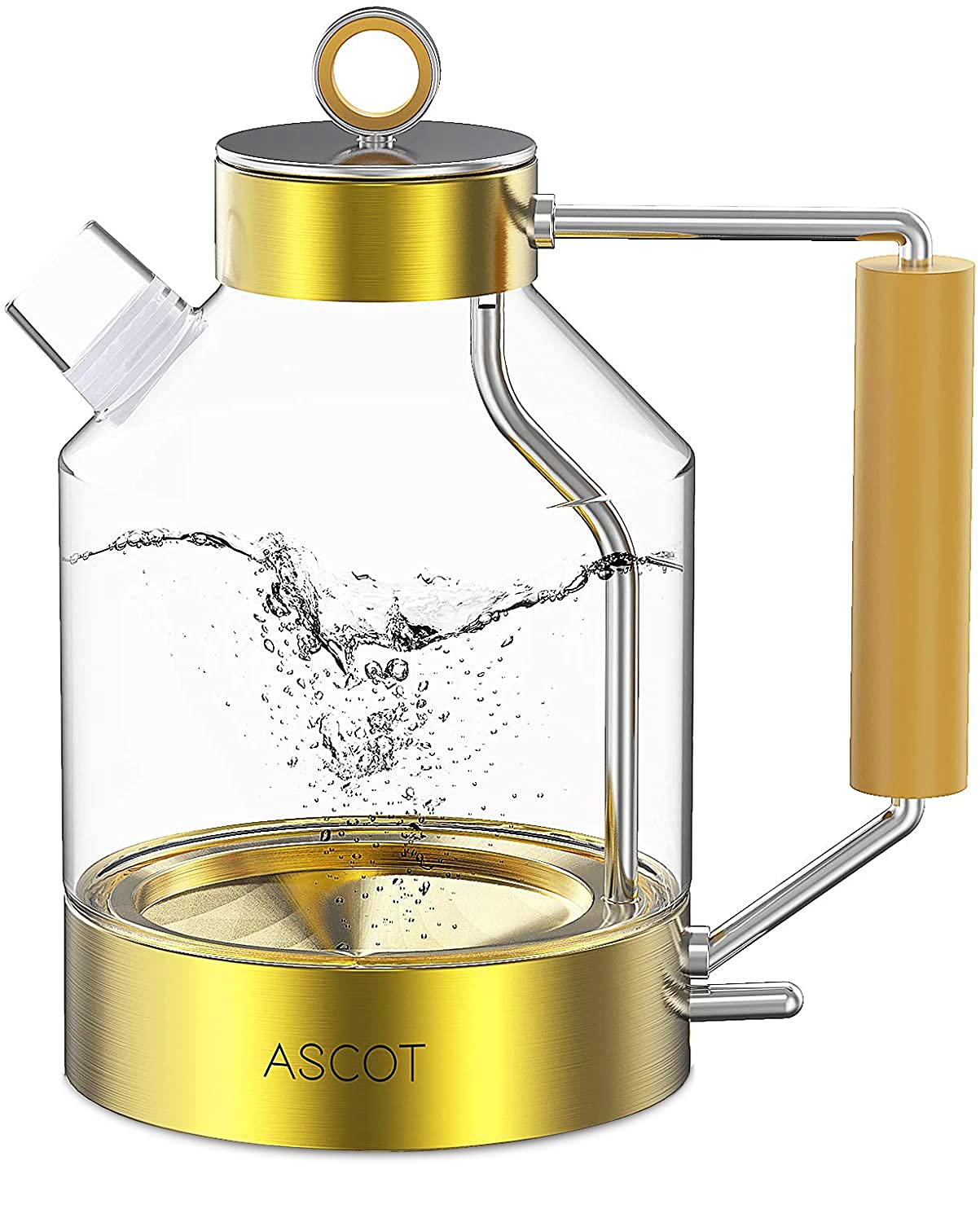 ASCOT Electric Kettle, Glass Electric Tea Kettle Gifts for Men/Women/Family 1.6L 1500W Borosilicate Glass Tea Heater, with Auto Shut-Off and Boil-Dry Protection (Gold) โ image 1