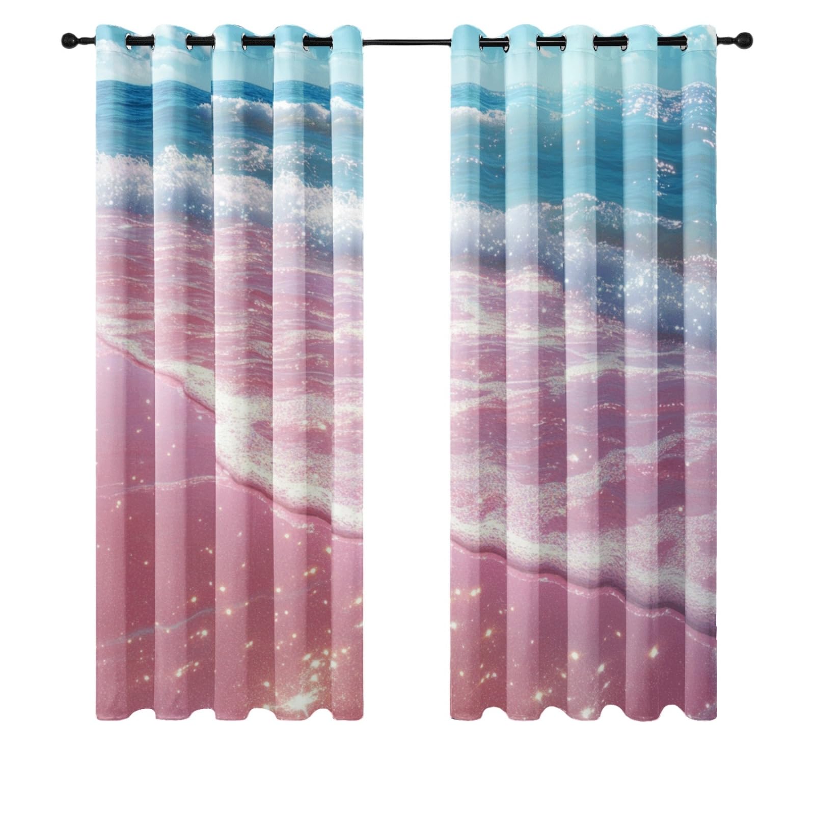 Curtain Rosa Himmelblau Gardinen Polyester Vorhang mit Ösen Blackout Curtain Waschbar Vorhänge mit Ösen Living Room Thermovorhang Schlafzimmer Verdunklungsvorhänge Blickdicht 2x140x160cm