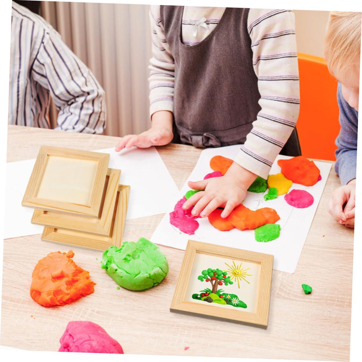 5pcs DIY Wooden Craft Picture Frames 20x20cm Blank Wood Photo Frames for ’ Art Projects and Playroom Décor