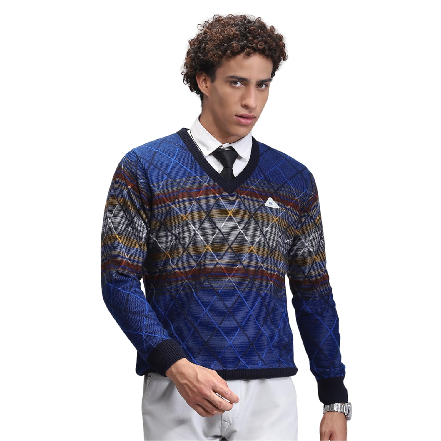 monte carlo Mens Abstract Blue V Neck Full Sleeve Pullover_1243191VN-1-picture-52