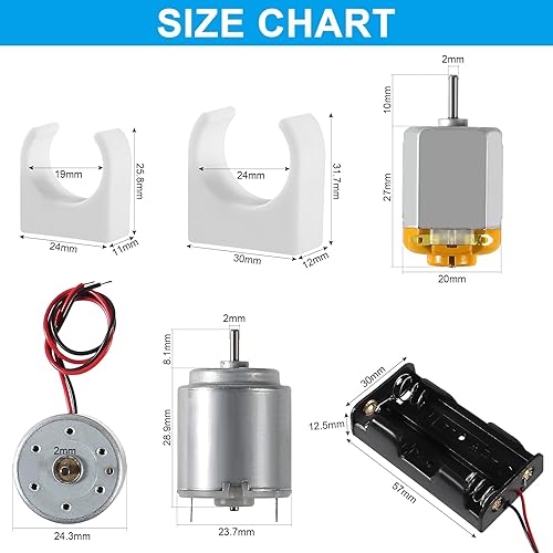 Miniatura 4 de DC Motors Kit de 6 piezas de mini motor eléctrico para pasatiempos con engranajes de plástico, hélice de eje, ruedas de plástico, soporte de batería
