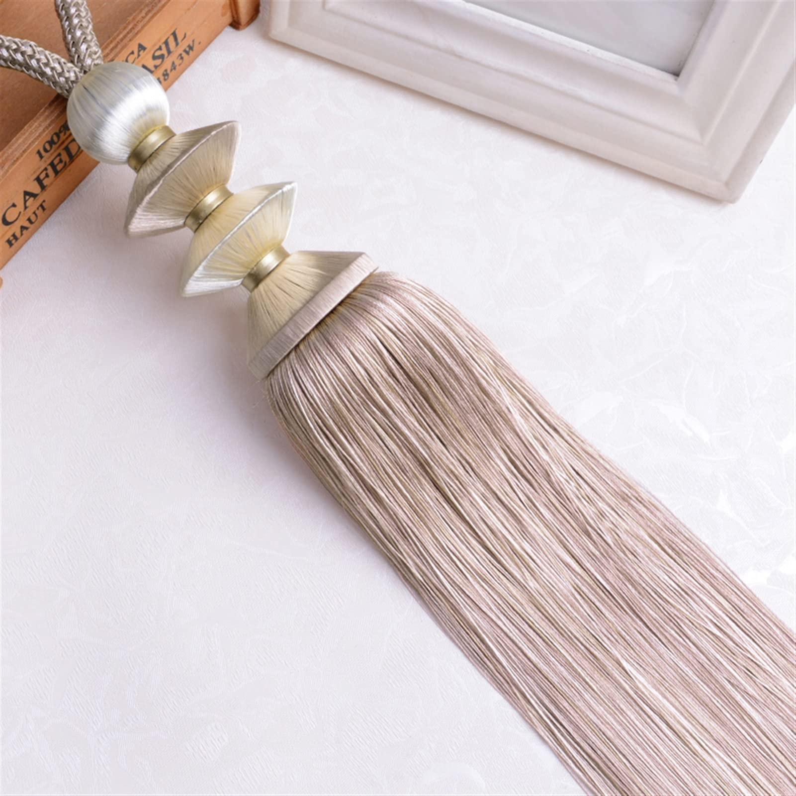 2 Alzapaños con Borlas para Cortinas, Correas De Bola Colgantes, Cuerdas De Amarre, Accesorios para Cortinas, Cierres, Decoración del Hogar,Coffee