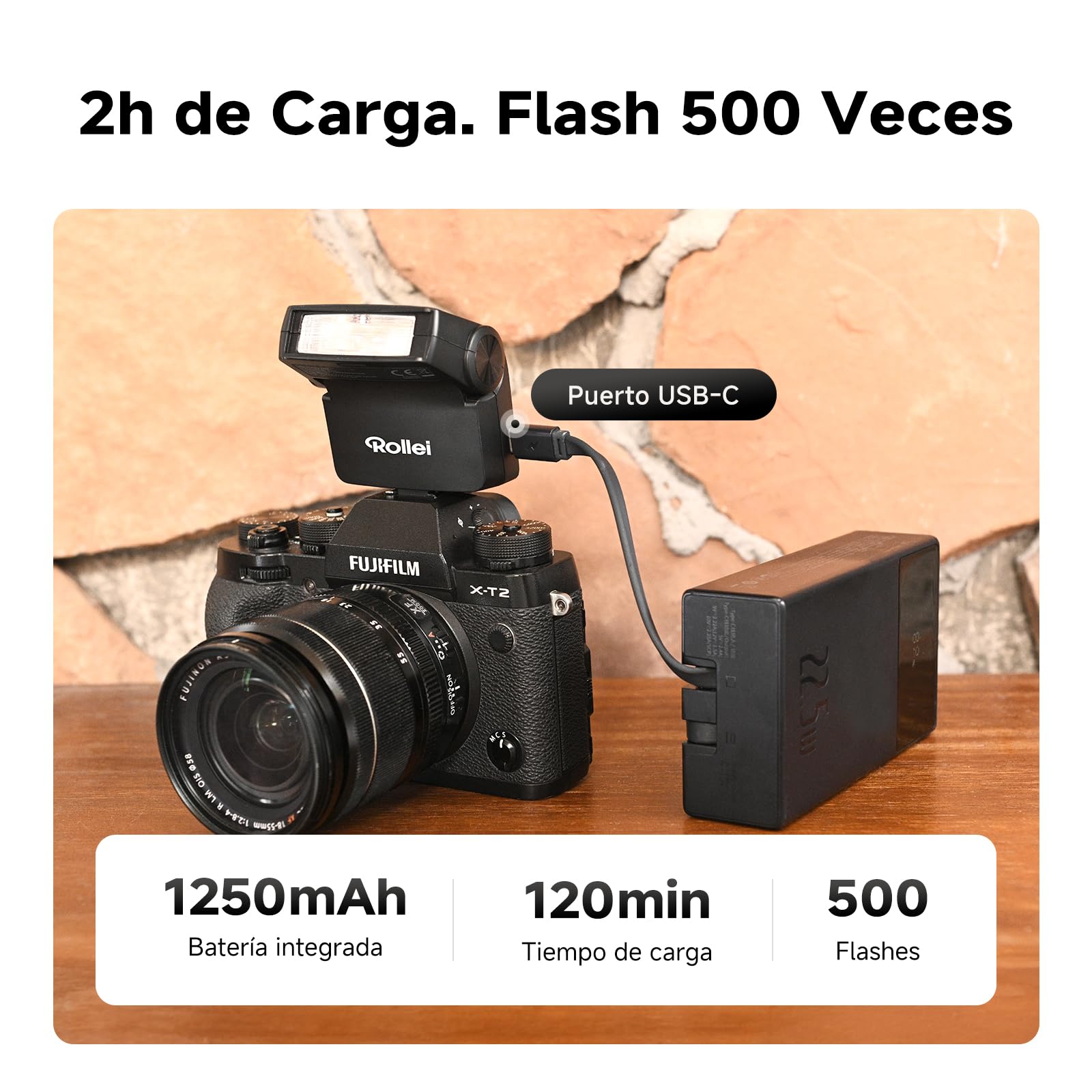 Rollei Flashy One Mini Cámara Flash GN 16 con Pantalla LCD Tiempo de Reciclaje 0.01~2.5 s, Camera Speedlite Universal Compatible con Canon Nikon Sony Fujifilm Lumix, Mini-Camara-Flash-Speedlite