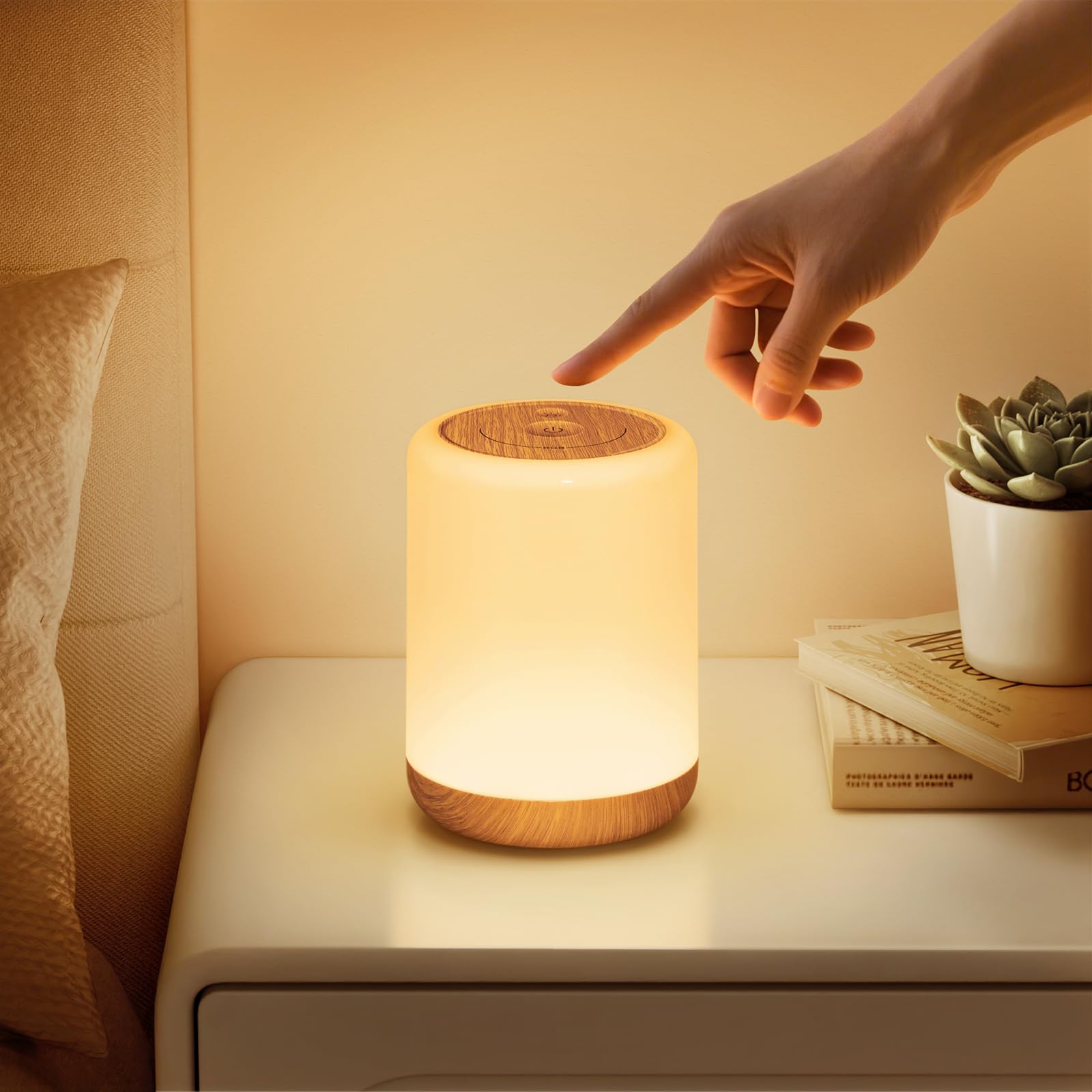 CAKLIK Night Light Touch Bedside Lamp, LED Dimmable Night Lamp with 256 RGB & Timer & Memory, USB Rechargeable Touch Battery Lamp,3 Mode Bedside Table Lamp for Bedroom Breastfeeding Camping