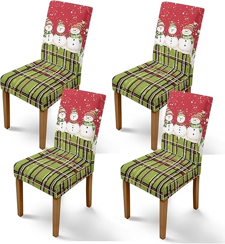 Miniatura 21 de Rnyleeg Fundas de silla de Navidad para sala de estar, diseño de muñeco de nieve azul, estampado de pájaros, fundas para sillas de comedor, 1 Muñeco