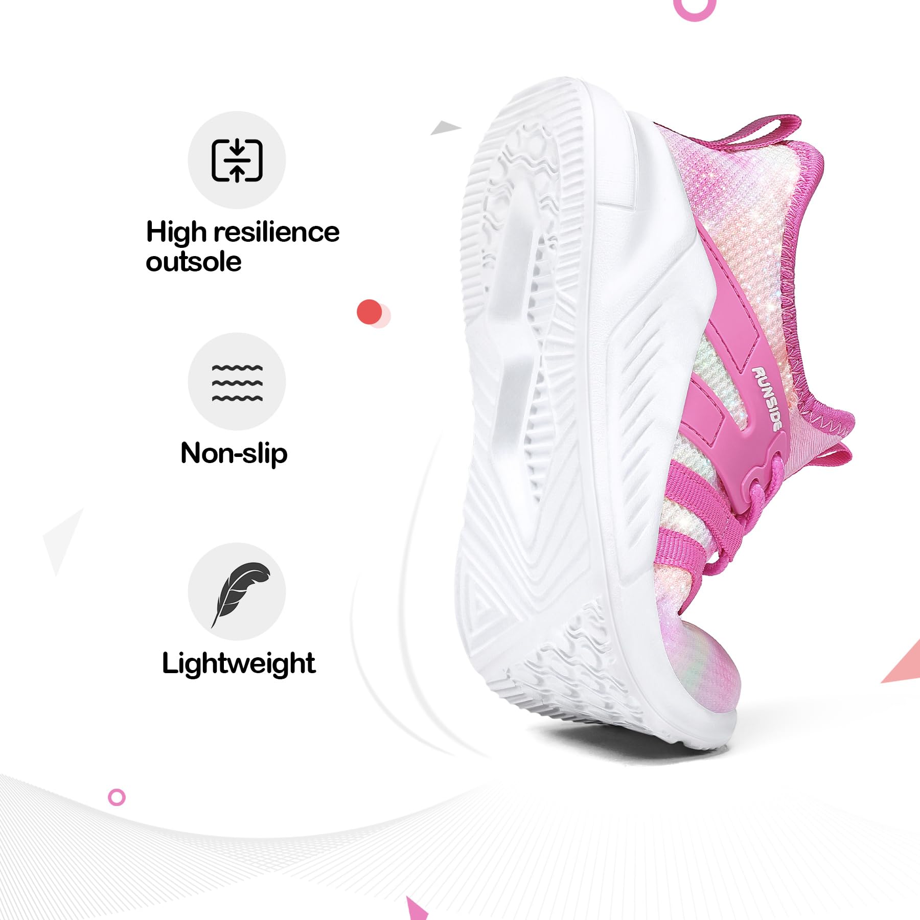 RUNSIDE Scarpe da tennis da bambina, con lacci, scarpe da corsa per bambini | Scarpe da corsa leggere e traspiranti
