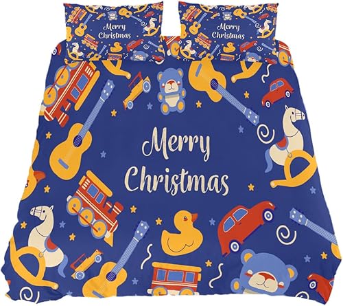Printing Duvet Cover Sheet Bedding Comforter bedlinenset Set 3pcs Ultra Soft Quilt Cover Set with 1 Duvet Cover+ 2 Pillowcases Christmas Toys Guitar