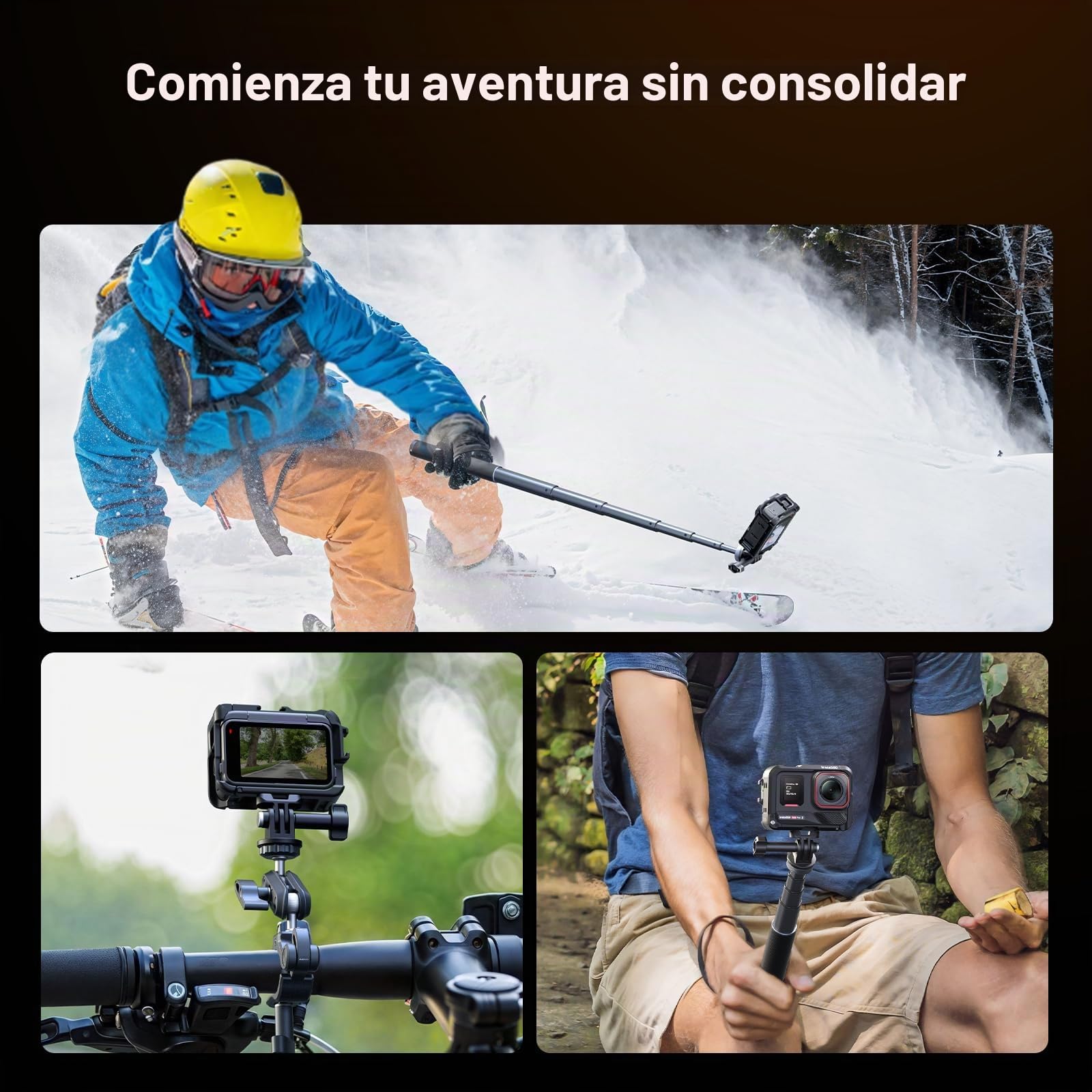 SmallRig Jaula de marco de utilidad para Insta360 Ace Pro 2/Ace Pro, soporta disparo horizontal y vertical, con garra de montaje y zapata fría para micrófono