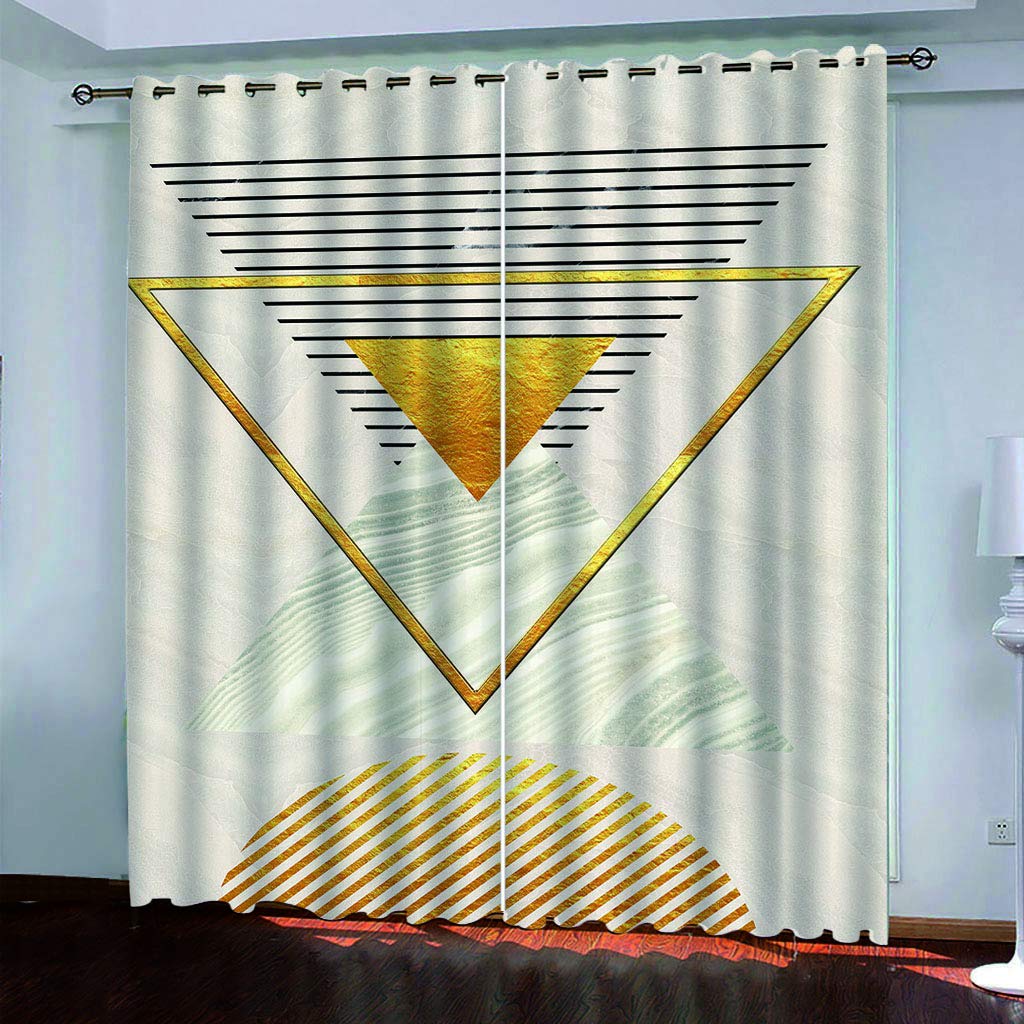 Maynuo Girls Curtains For Bedroom 3D Geometric Triangle Stripes Eyelet Top Curtain For 62X78inch Kids Window Treatments For Home Decoration Thermal