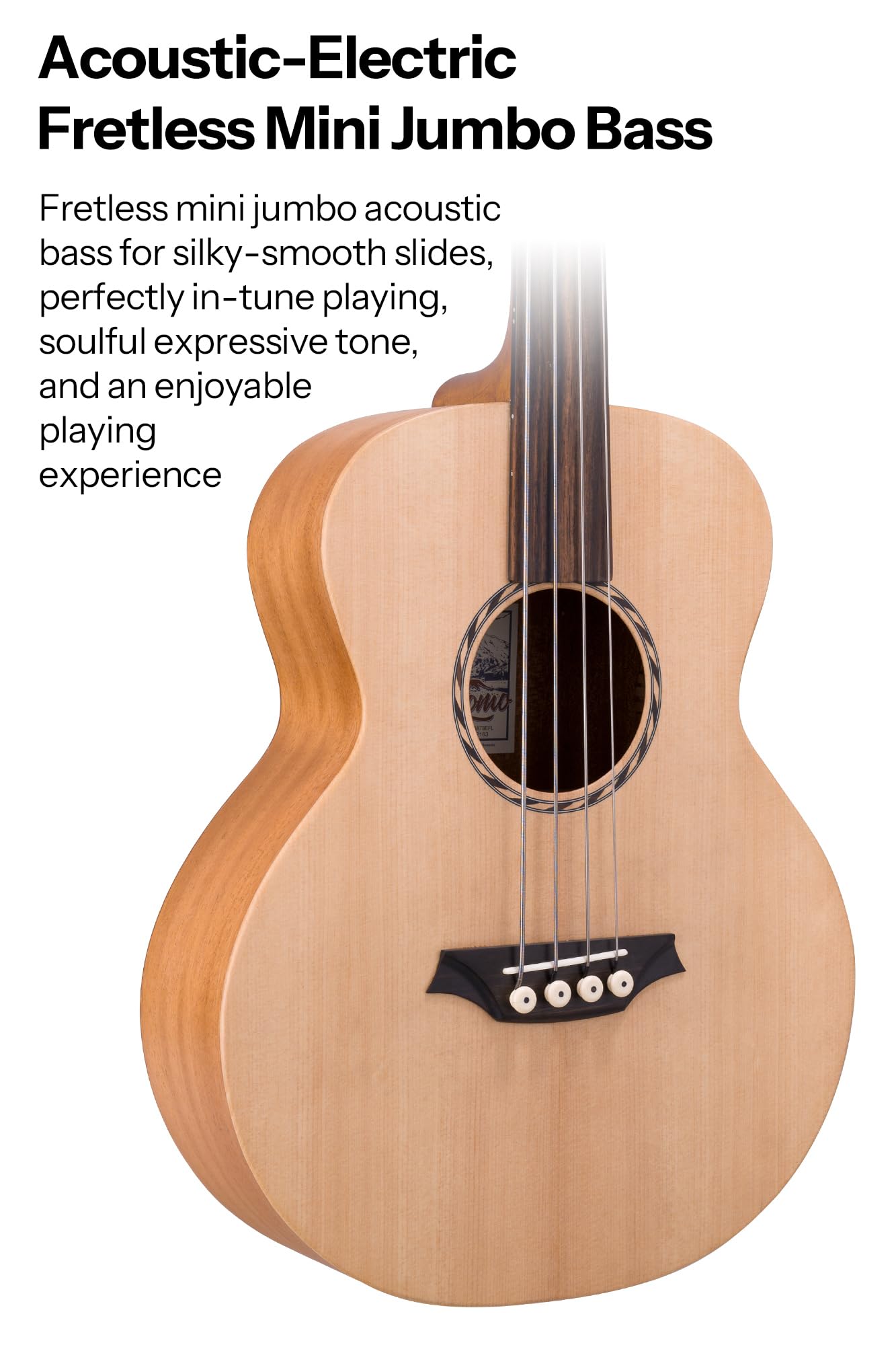 Bromo BAT 8E FL SG Solid Top Fretless Acoustic Bass Guitar