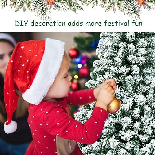 Miniatura 4 de HAPPYGRILL Árbol de Navidad artificial preiluminado de 7.5 pies con bisagras, árbol de pino de Navidad flocado con soporte de metal sólido, ramas