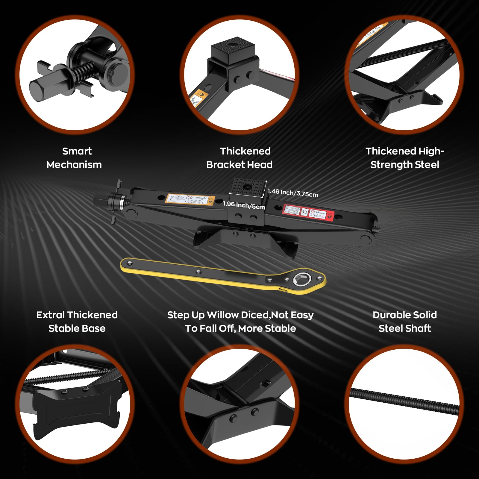 IMAYCC Cric Per Auto 3T,3000Kg Portatile Cric Auto Universale con Chiave a Cricchetto,Altezza massima fino a 41 cm,Cric a Forbice Kit Emergenza Autoper Berline SUV