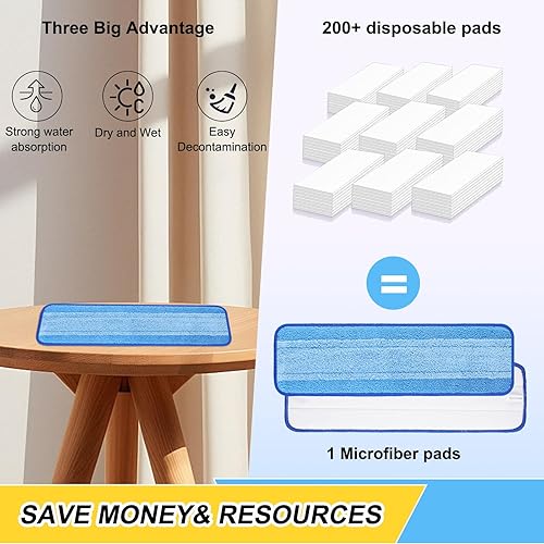 Miniatura 7 de Juego de 3 cabezales de repuesto de trapeador de microfibra para mopas húmedas y secas, repuestos de repuesto reutilizables para el sistema de