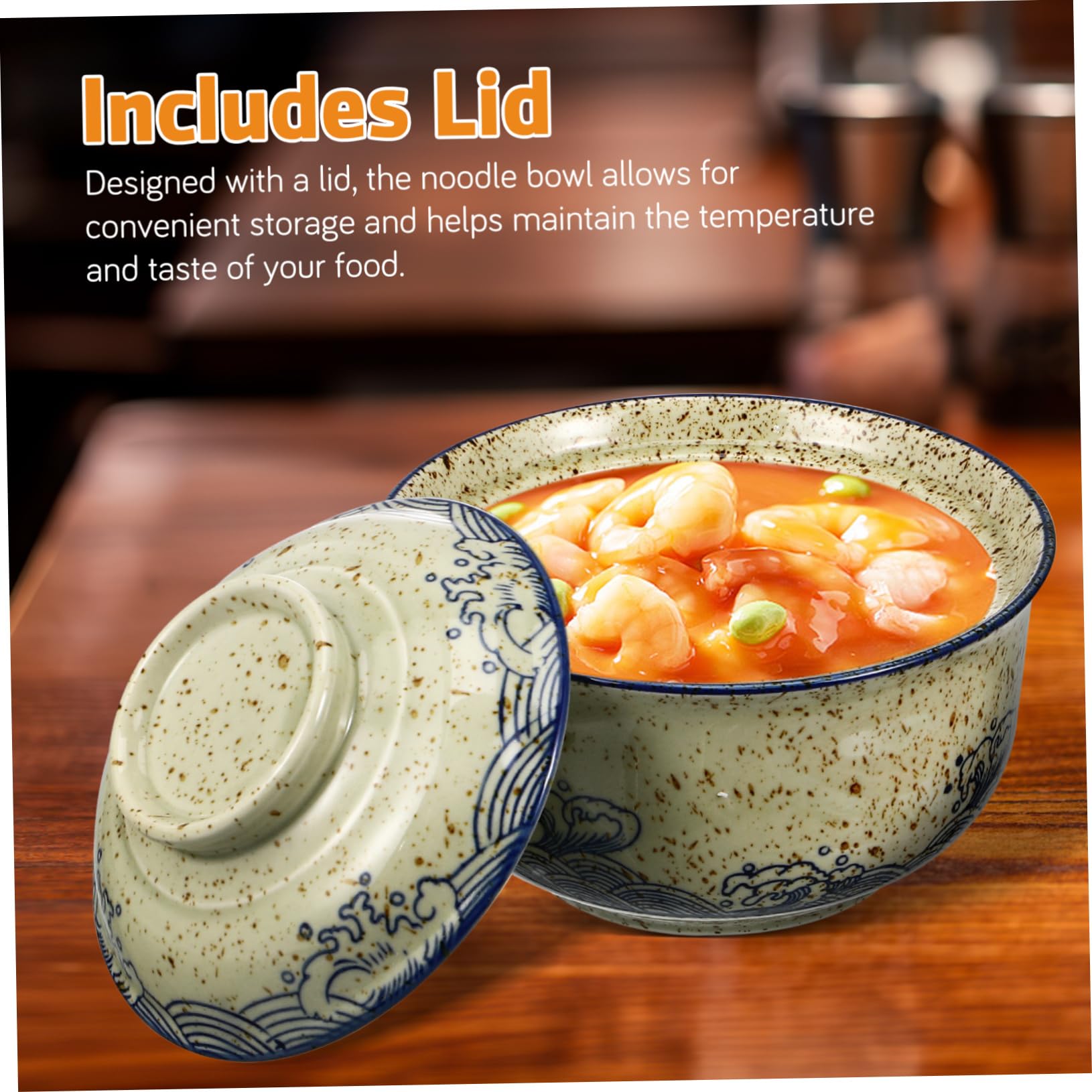 ULTECHNOVO Servierschalen Set mit Deckel Keramik-ramen-schüssel-set Ramen-suppenschüssel Essstäbchen Löffel für Ramen Suppen und Andere Gerichte