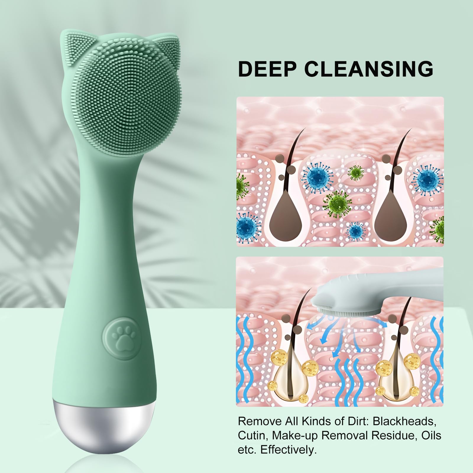 Cepillo de limpieza facial, exfoliante facial de silicona para hombres y mujeres, cepillo facial eléctrico impermeable, con 3 velocidades ajustables para limpieza profunda, eliminación de puntos