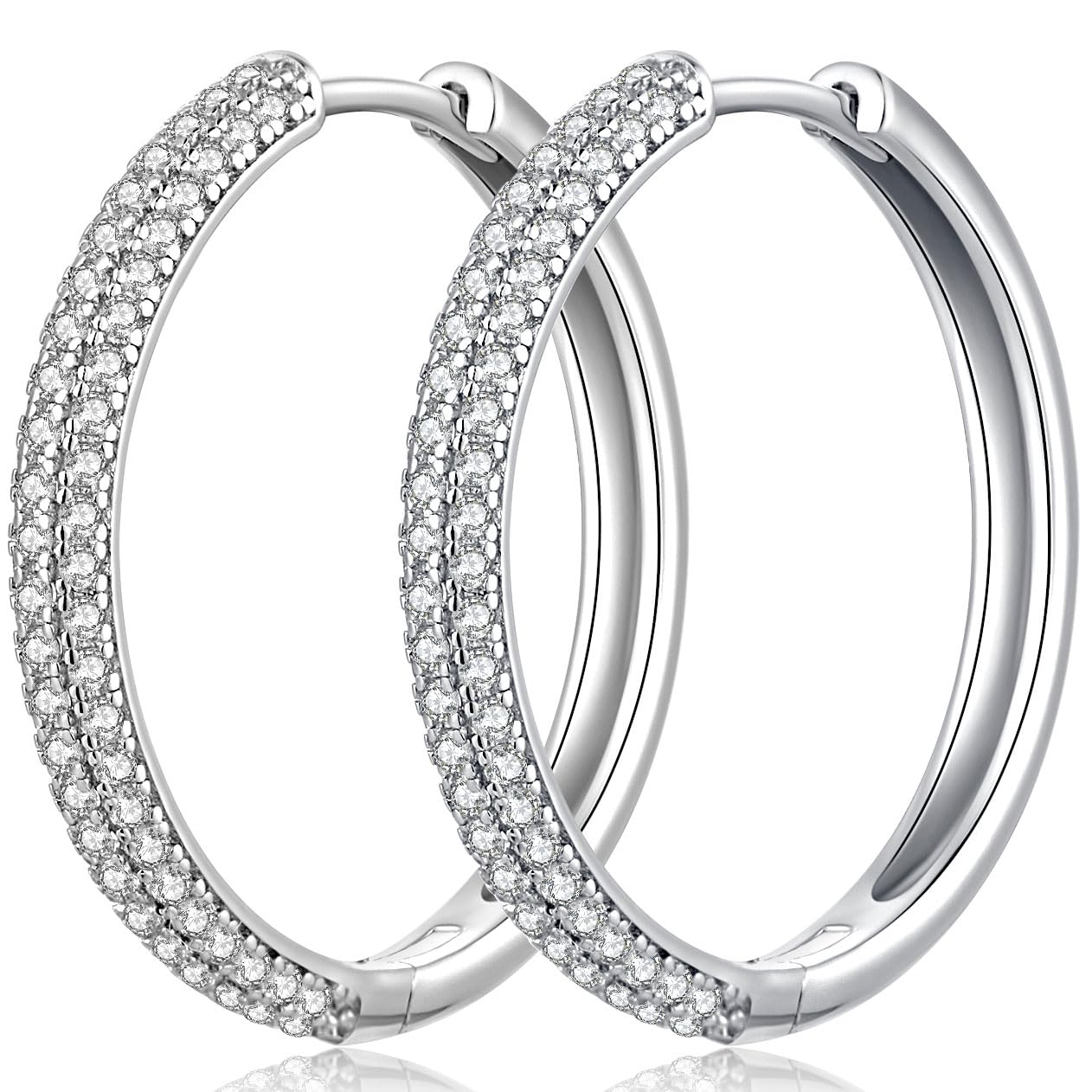 jiamiaoi Weißgold plattiert Creolen Silber Groß 925 Sterling Silver Creolen Damen Ohrringe Creole Nickelfrei Größe 30mm/40mm/50mm