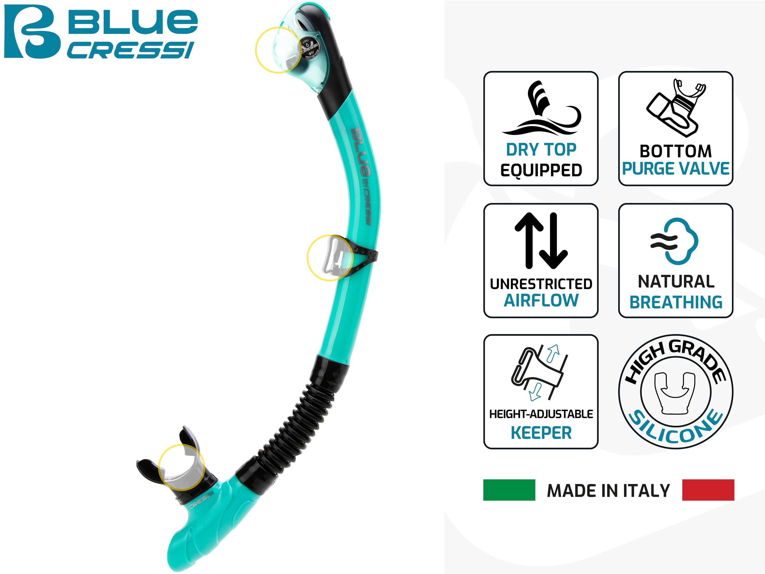 CRESSI Horizon - Mask Equiped with 4 Separate Tempered Glasses or Combo Set Mask + Snorkel Scilla Top Dry Sistem, Diving and Snorkeling with Uninterrupted Panoramic Vision