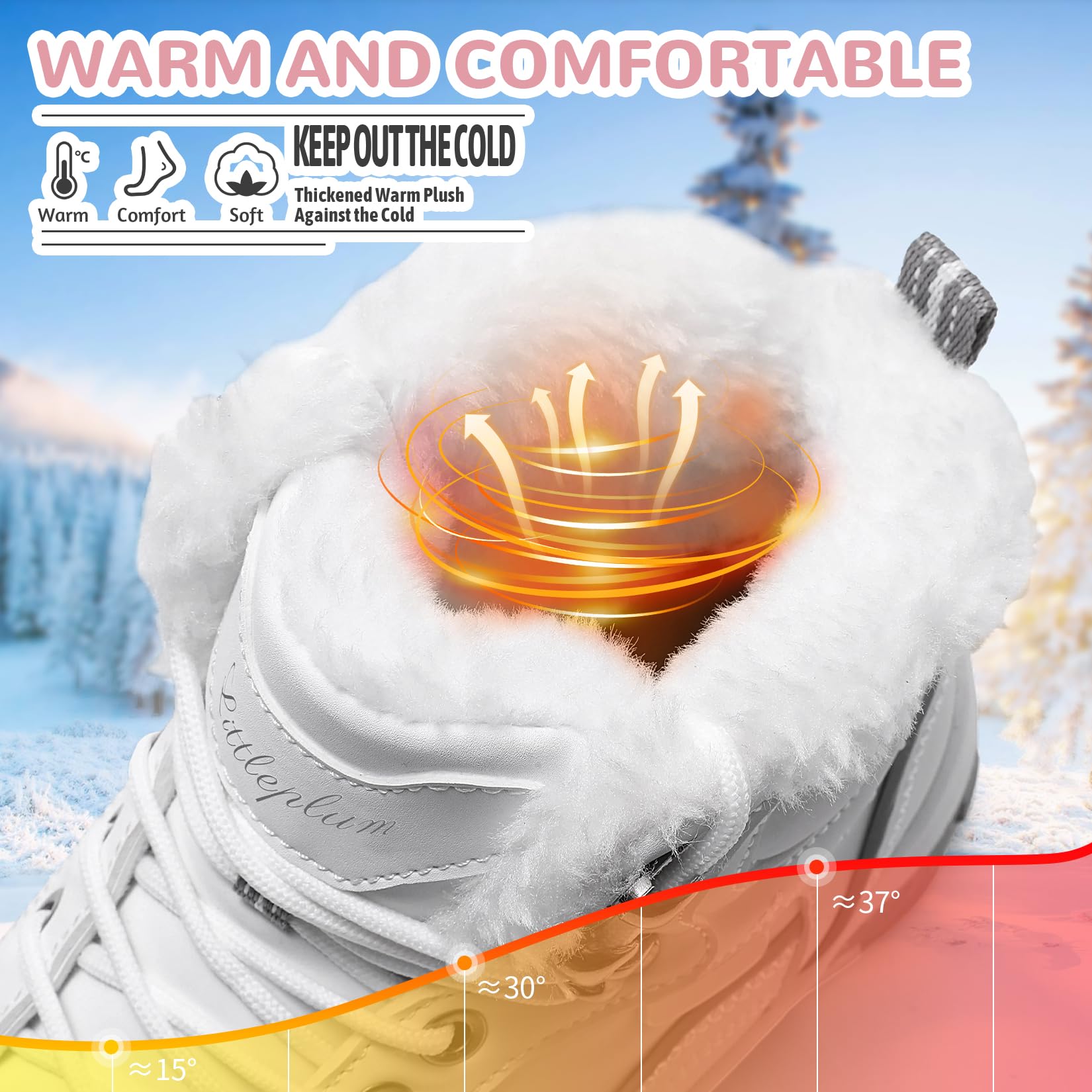 Littleplum Damen Winterstiefel Warm Gefüttert Trekking Schuhe Herbst Outdoor Schneestiefel Winterschuhe