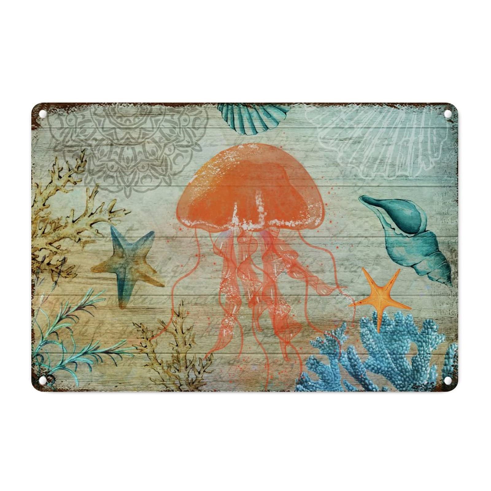 Plaque métal méduse durable pour remplacer les posters déchirés de chambre d'enfant