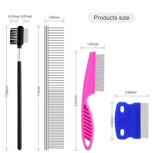 Miniatura 2 de GUBCUB Kit de peine de aseo para mascotas para cachorros pequeños peine removedor de manchas desgarradas peines 2 en 1 con dientes redondos para