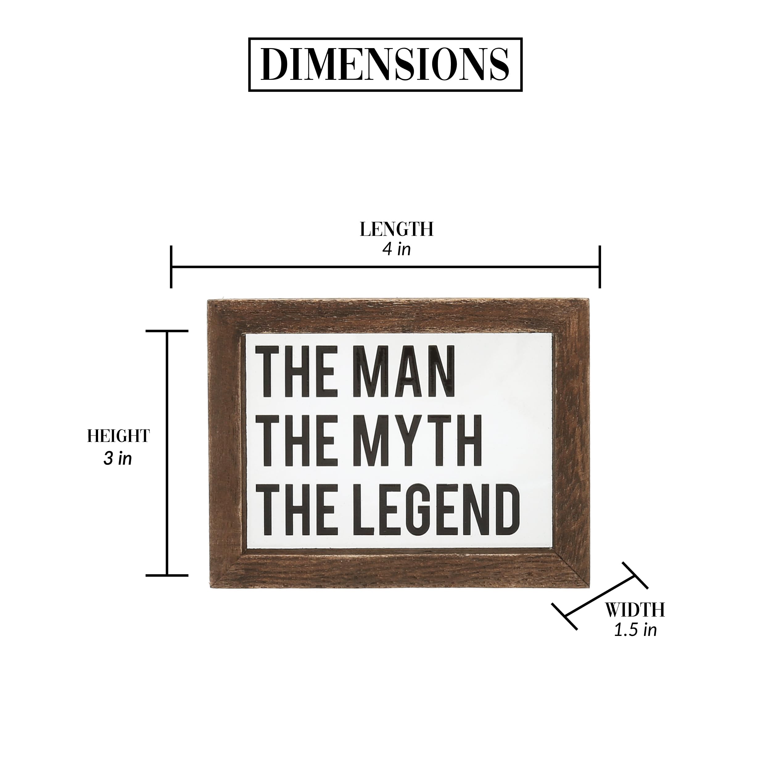 Pavilion Gift Company - Placa decorativa de pared con texto en inglés "The Man The Myth The Legend" (El hombre, el mito, la leyenda) - Placa de 4 x 3 pulgadas para decoración de pared, diseño de cueva