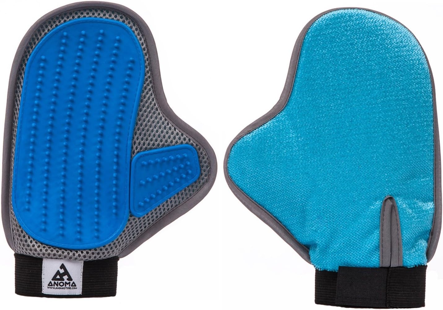 Pet Grooming Glove Brush, Anoma 2-in-1 Pet Glove: Grooming Tool + Furniture Pet Hair Remover Mitt, Gentle Deshedding Brush for Dog and Cat, Grooming Glove for Long & Short Fur, Pets Love It!