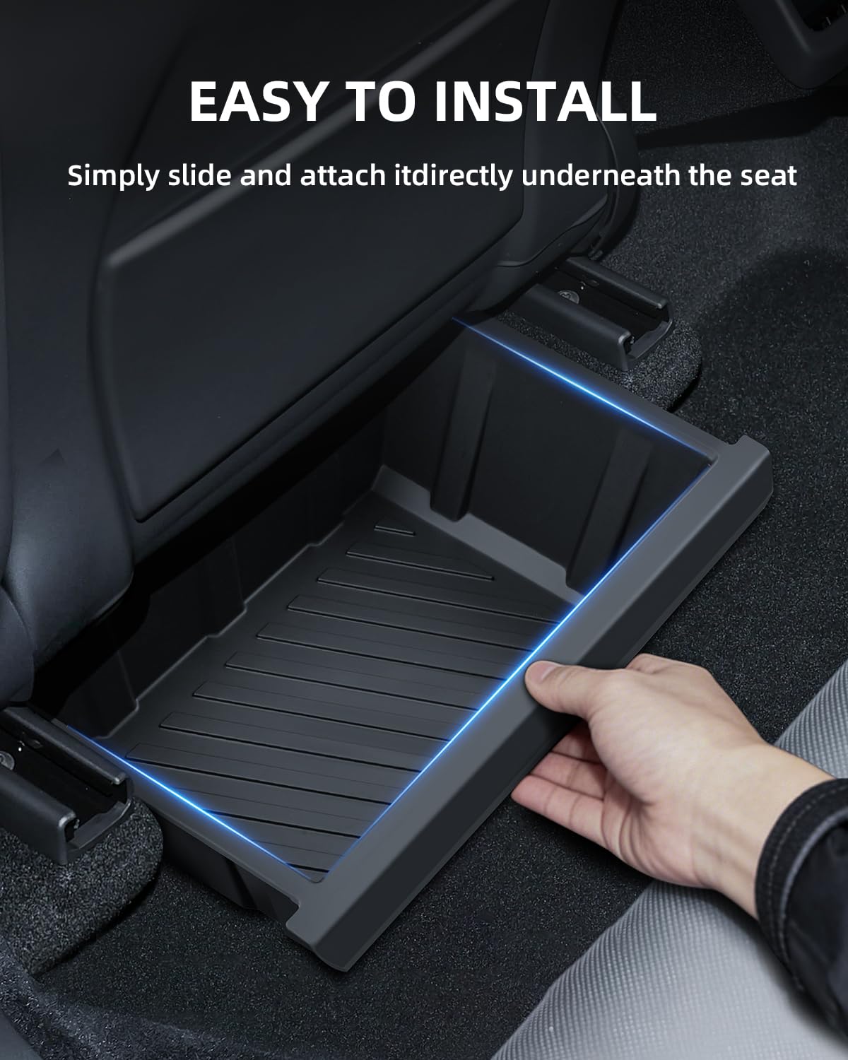 (2 Pièces Boîte Rangement Sous Siège pour Tesla Model Y 2023-2026 | Organiseur Sous Siège pour l'Arrière des Sièges Avant, Tiroir Sous Siege, Model Y Juniper Accessoires, Matériel TPE