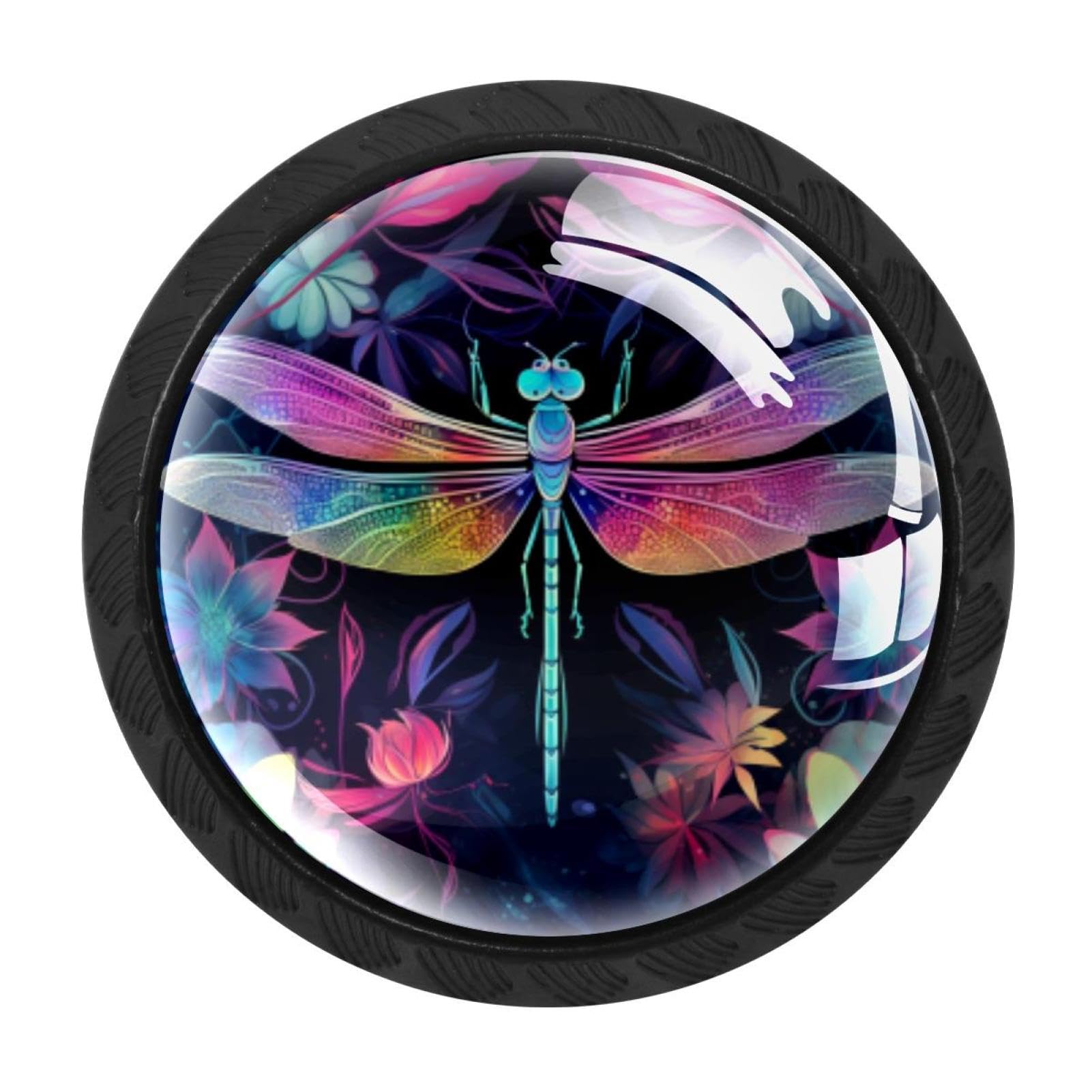 Chenzzzz Multicolored 08 4 Pack Round Cabinet Knobs For Kitchen Bathroom Closet Dresser Cabinets, Dragonfly