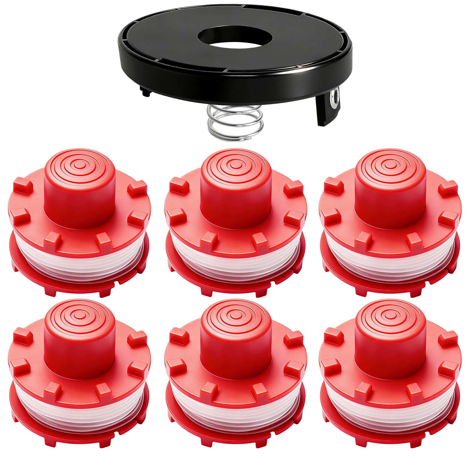6 bobine di filo di ricambio compatibili con Einhell GE-CT 36/30 Li E, GE-CT 36/33 LI E, AGILLO 36/255 BL, AGILLO 18/200, GP-CT 36/35 Li BL per bobina di filo di ricambio Einhell