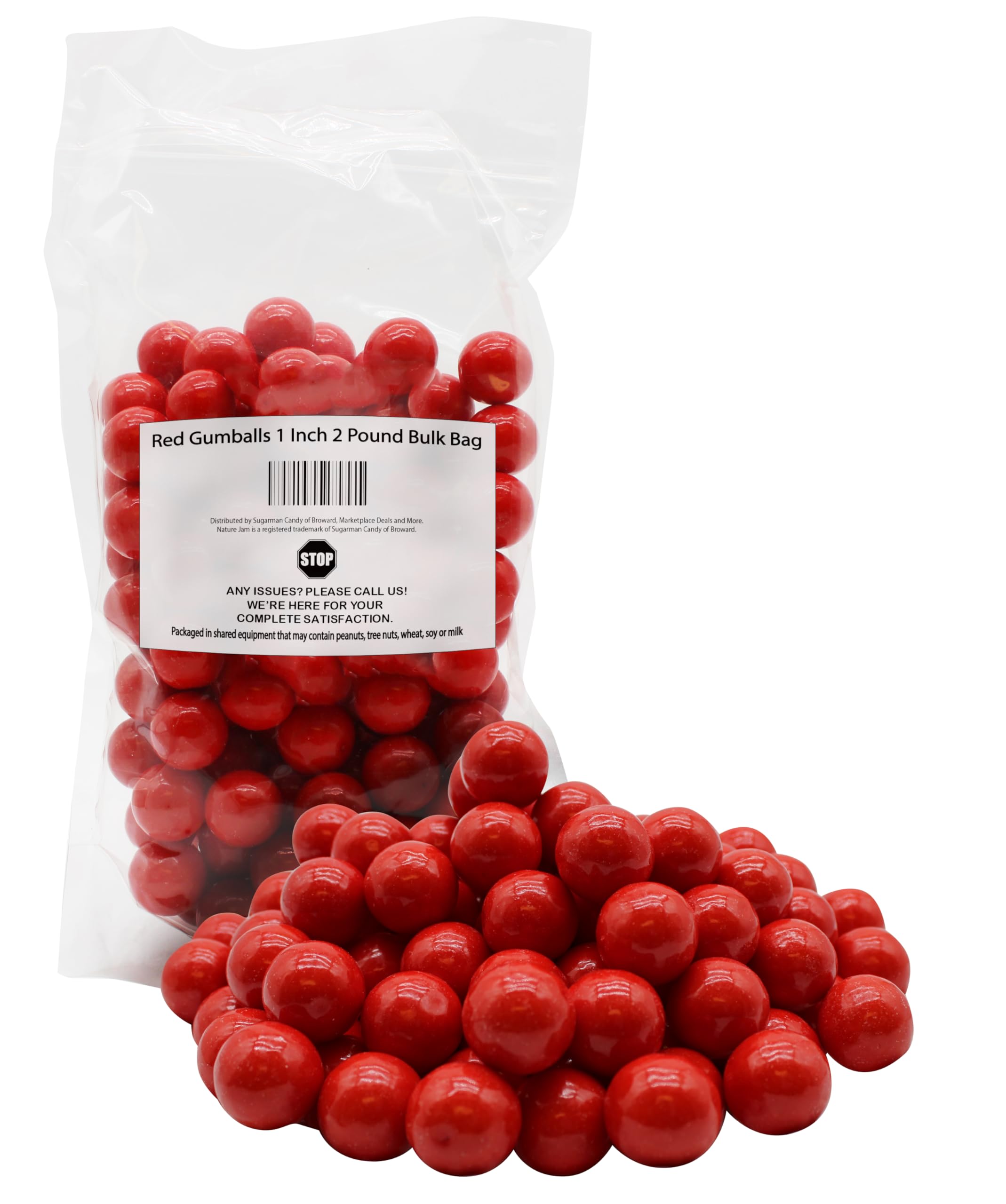 Red Gumballs 1 Inch 2 Pound Bulk Bag-For Office Events, Birthday Parties Or Bar Mitzbahs Or Quinceneara's