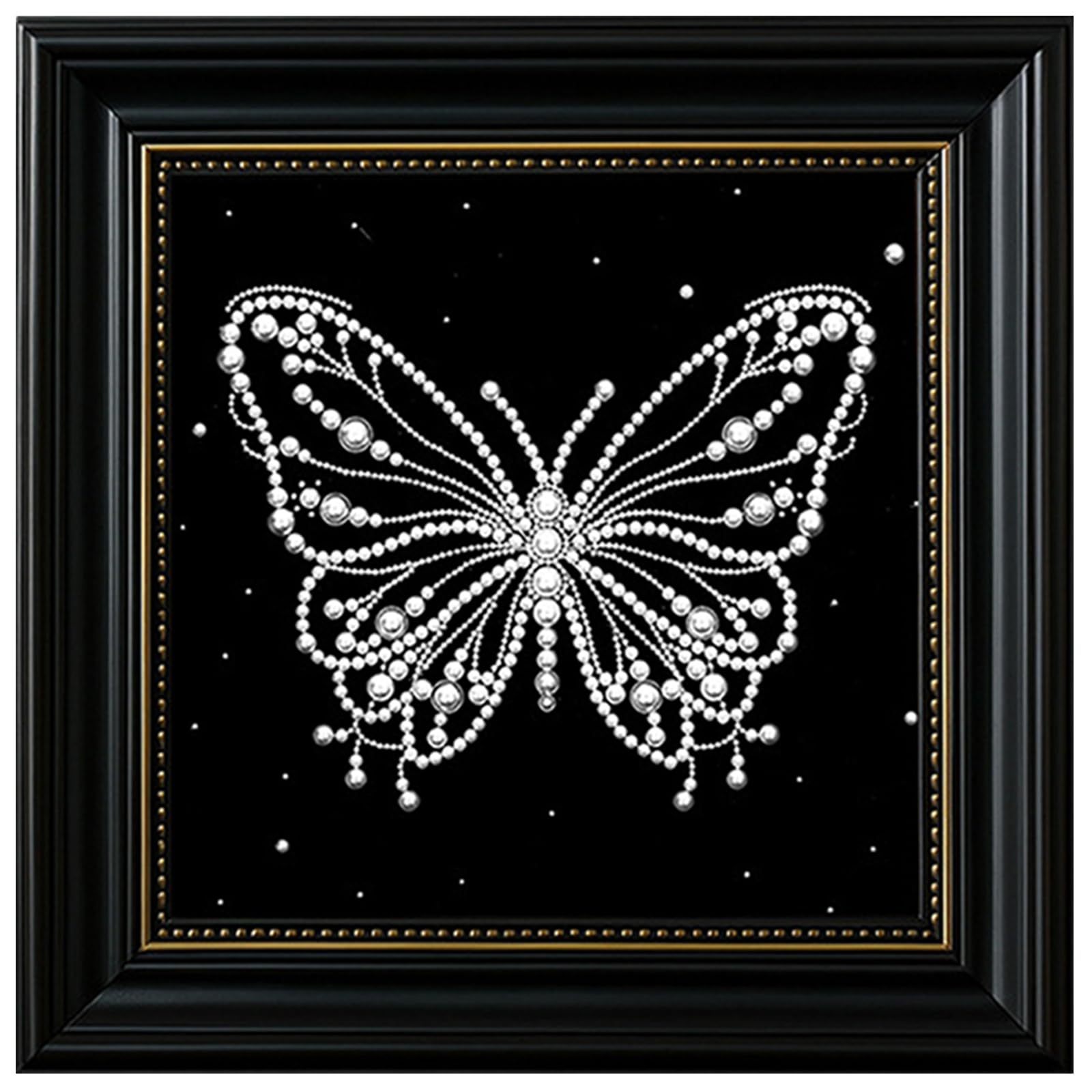 POETRYDRAW Butterfly DIY Pearl Dot Painting with Frame Pearl Art Painting 27x27cm for Home (ZH26)