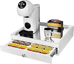 Reluz Art Bandeja Porta Cápsulas Espelho 1 Gaveta com Corrediças Telescópicas Compatível com Cápsulas Nespresso Original, Vertuo, Dolce Gusto Três Corações ou Delta Q (Dolce Gust, Branco)