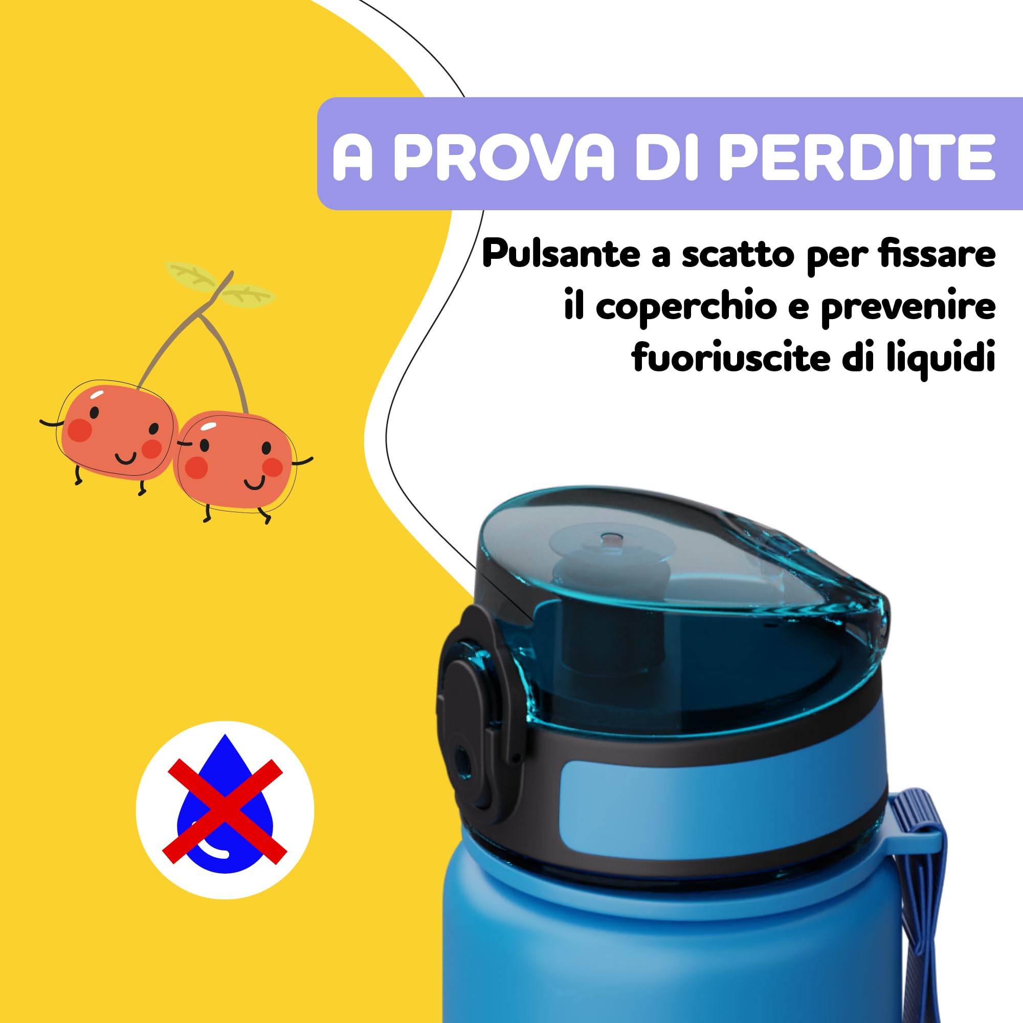schmatzfatz Tappo per Borraccia – Coperchio di Ricambio Senza BPA con Cannuccia in Silicone, Chiusura a Prova di Perdite per Biberon 500ml, Facile da Pulire, Lavabile in Lavastoviglie, Blue Bees