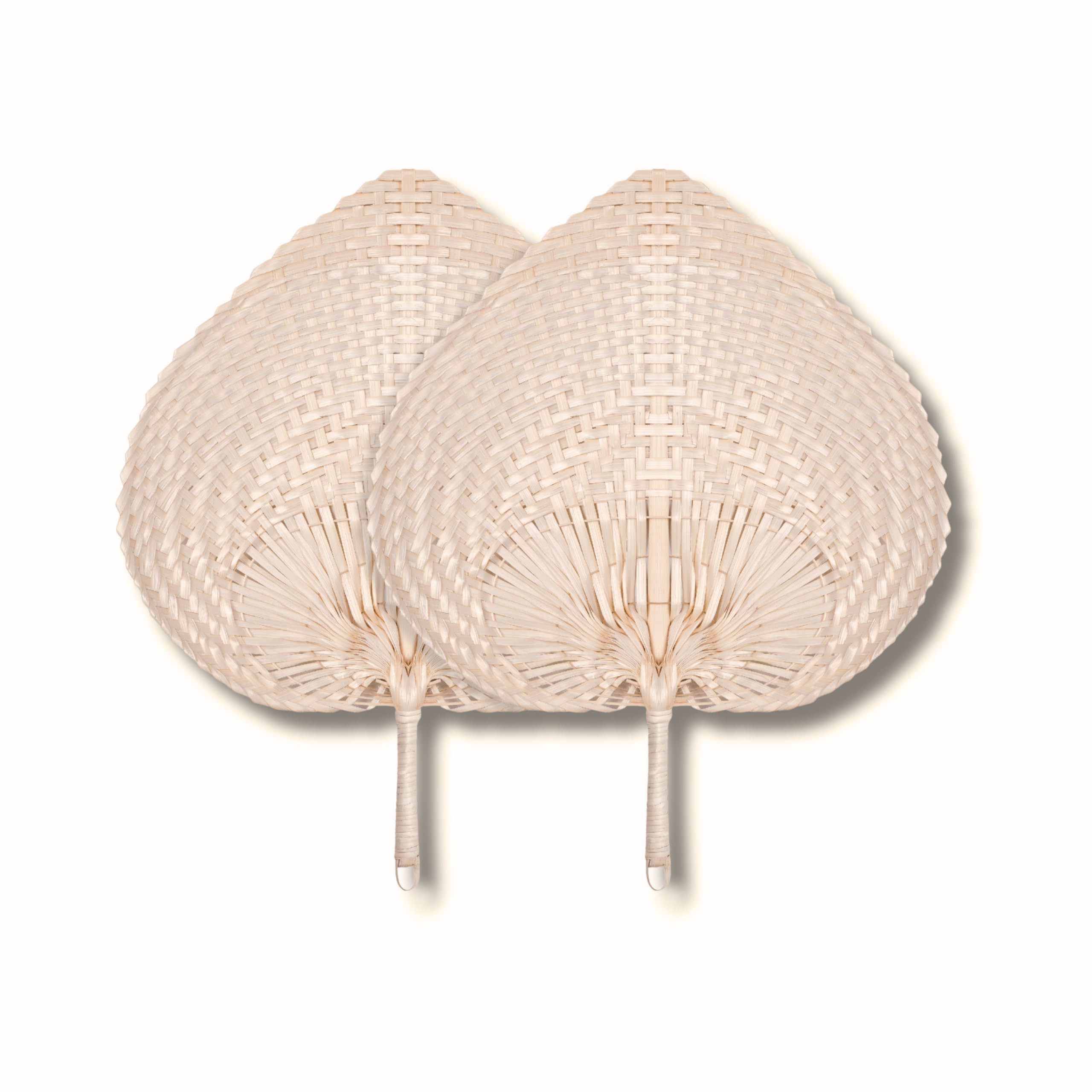 BUND 2pcs Hand Weaving Fan Handmade Palm Leaf Palm Leaf Fans Handheld Bamboo Fans Paddle Fan Summer Cooling Supplies Home Wall Decor