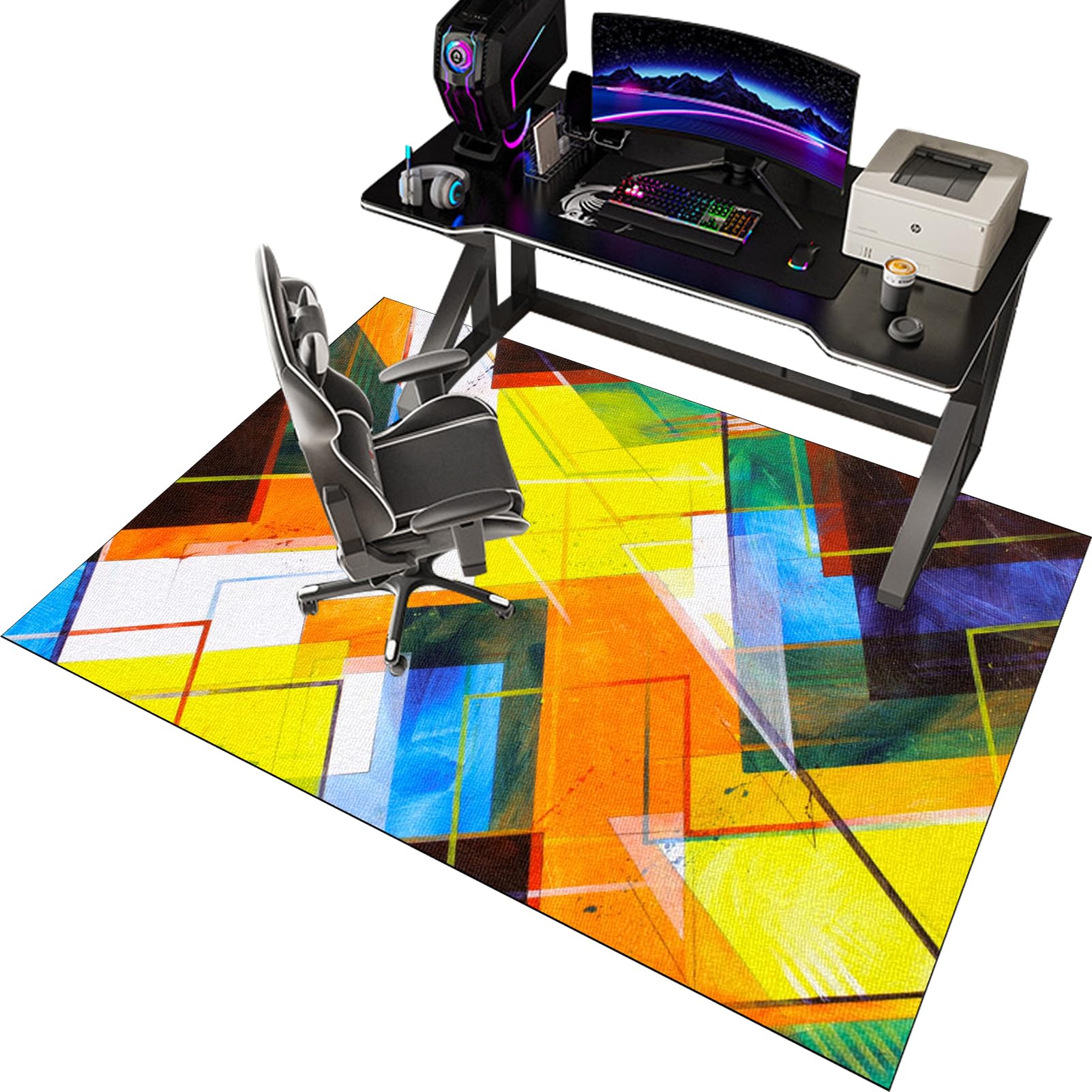 CCTSA Office Chair Mat for Carpet and Hardwood Floor, Carpet Protector Chair Mat for Office Chair, Gaming Chair Mat, Floor Mat Anti Slip for Home Office Gaming Room, Gaming Rug 90 x 120 cm