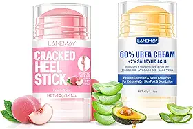 2 unidades de creme de ureia 60% para pés e pele seca rachada, calcanhar rachado, força máxima, hidratante para pés e mãos, cremes reparadores para pés secos, joelho, cotovelo e mão