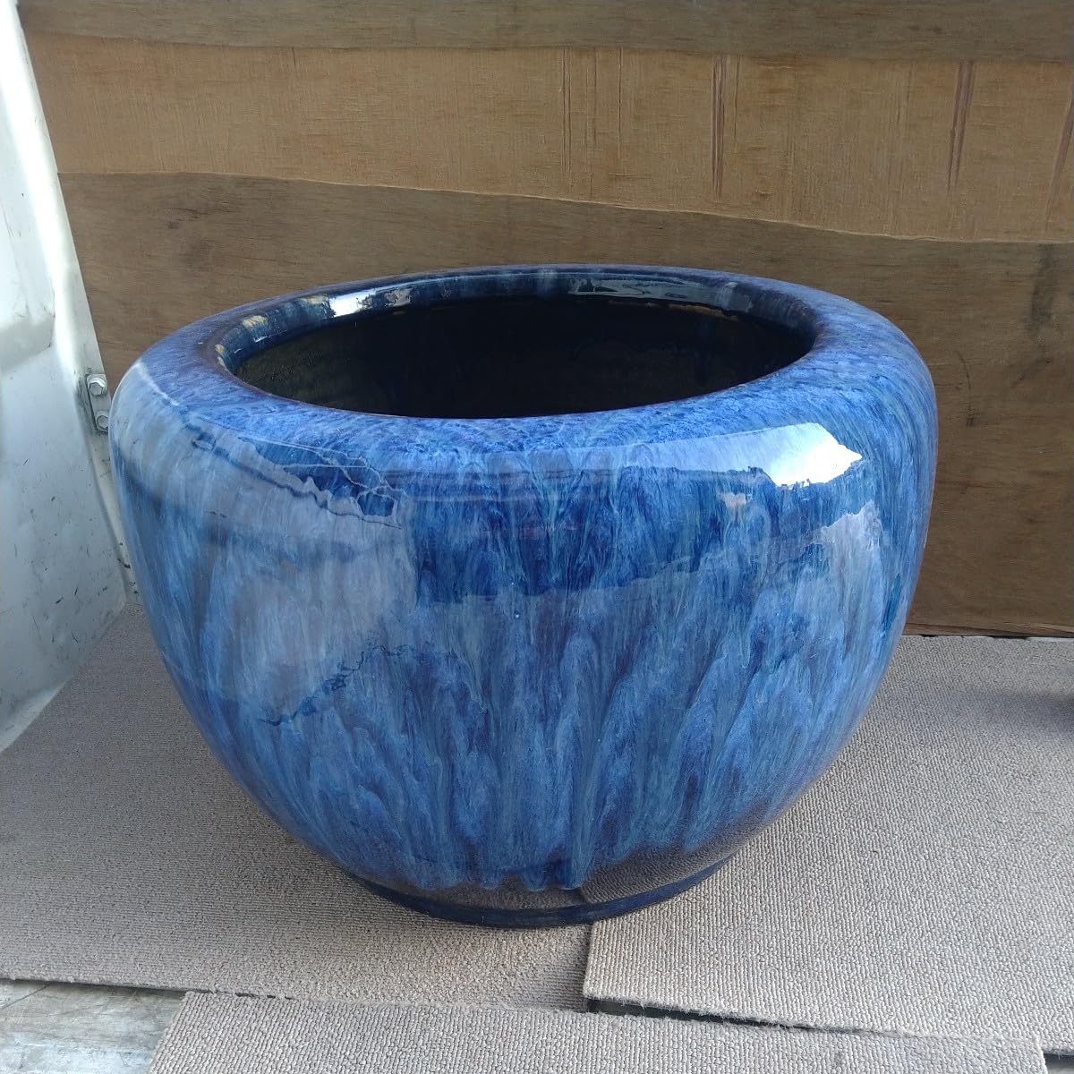 Amazon.co.jp: n-1074海鼠釉 火鉢 古民具 アンティーク 陶器製 手  