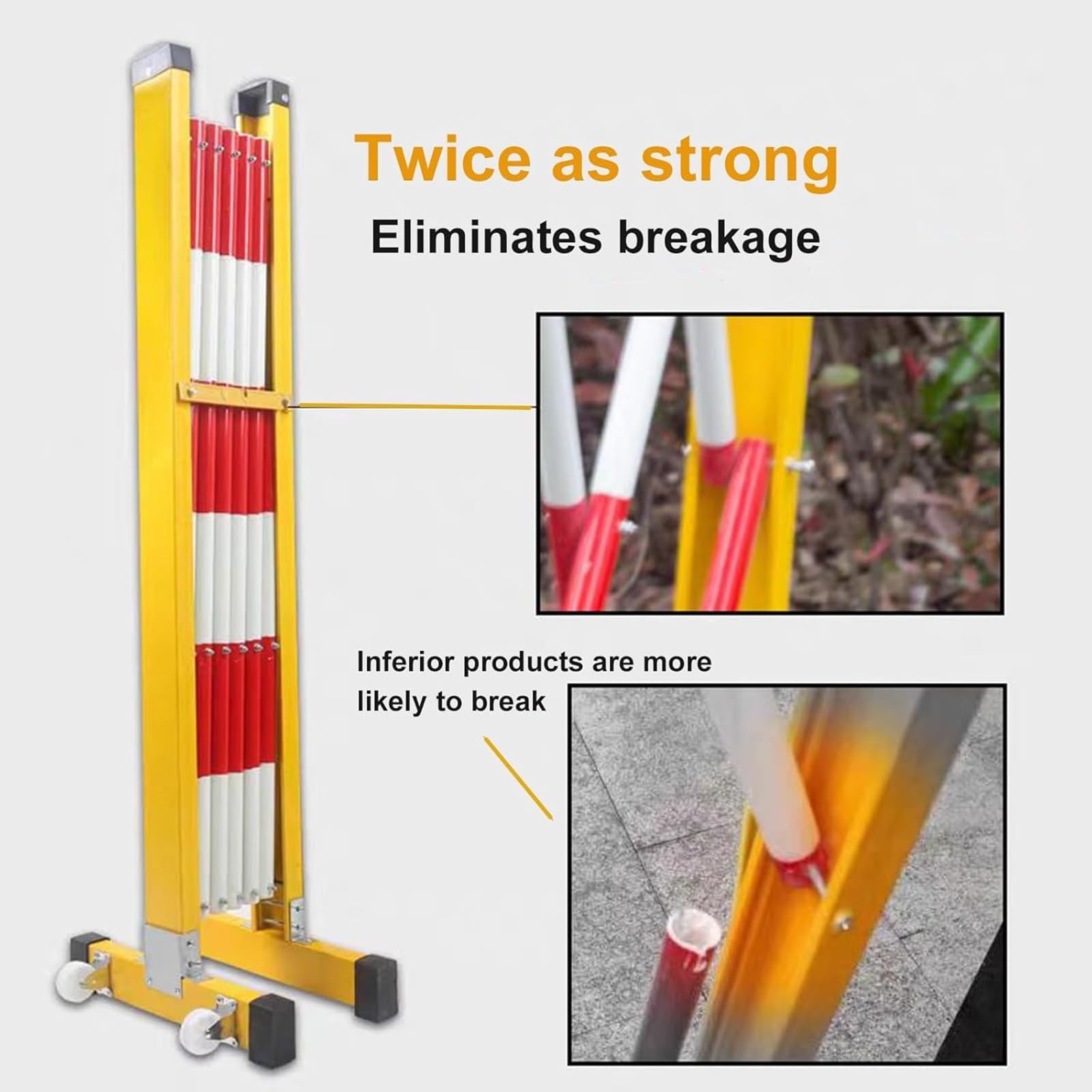 Barrera metálica Extensible - Barrera de Seguridad Enrollable fácil de Instalar, Valla de tráfico Ajustable para garajes, entradas de Obra (roja y Blanca, 1,2 x 3 m)