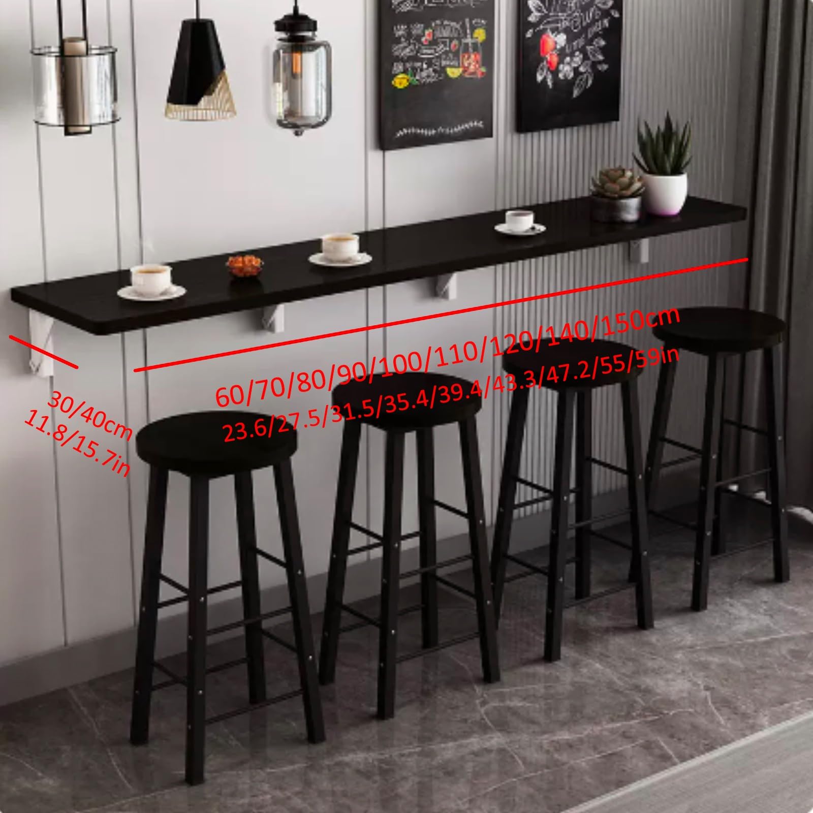 Wandmontierter, klappbarer Küchenbartisch für kleine Räume