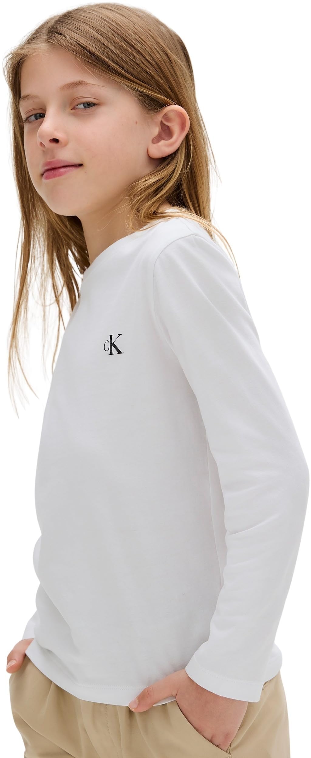 Calvin Klein 2p Chest Mono LS T-Shirt Ib0ib02255 Altri Top Bambini e Ragazzi (Pacco da 1)